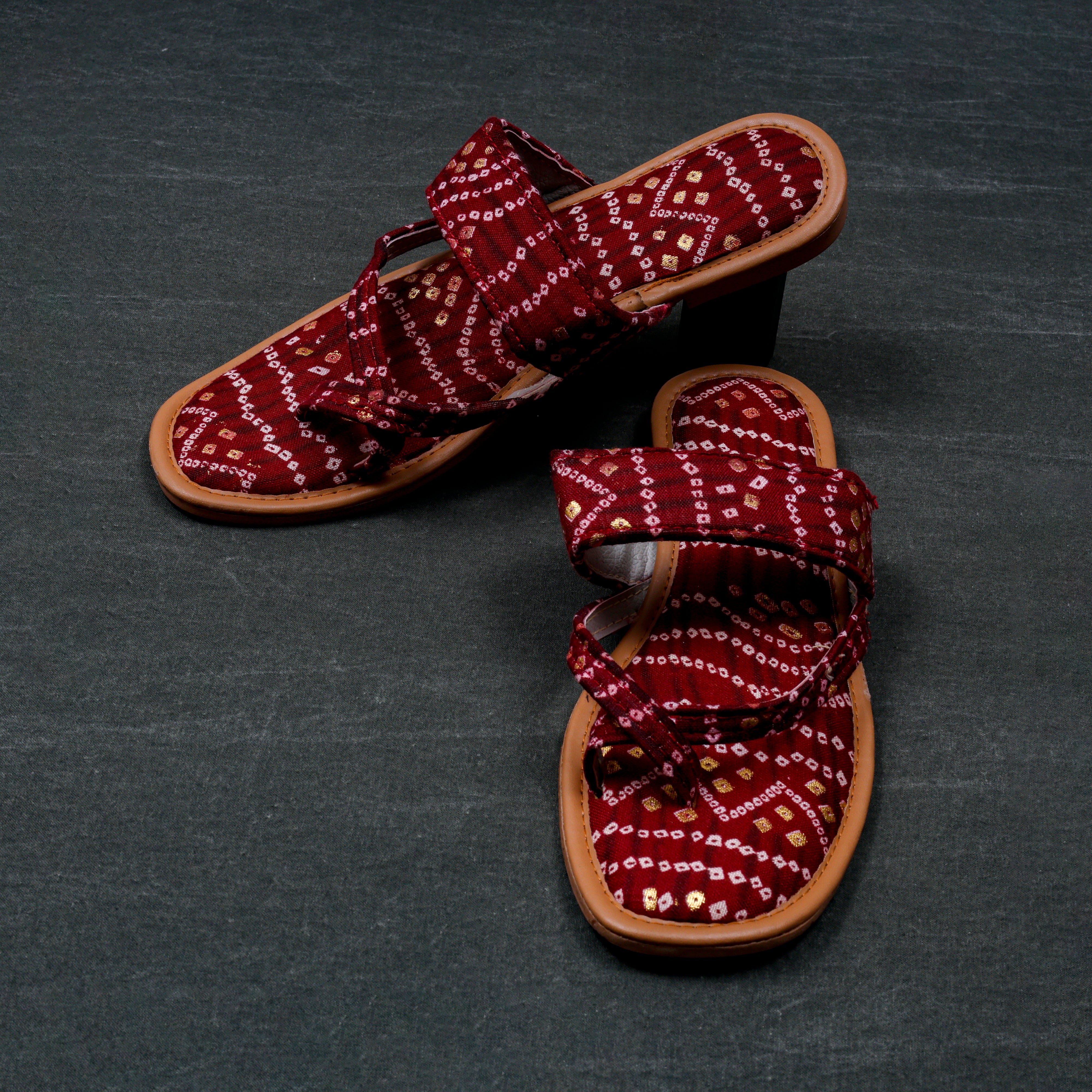Maroon Handcrafted Cozy Open Toe Flats