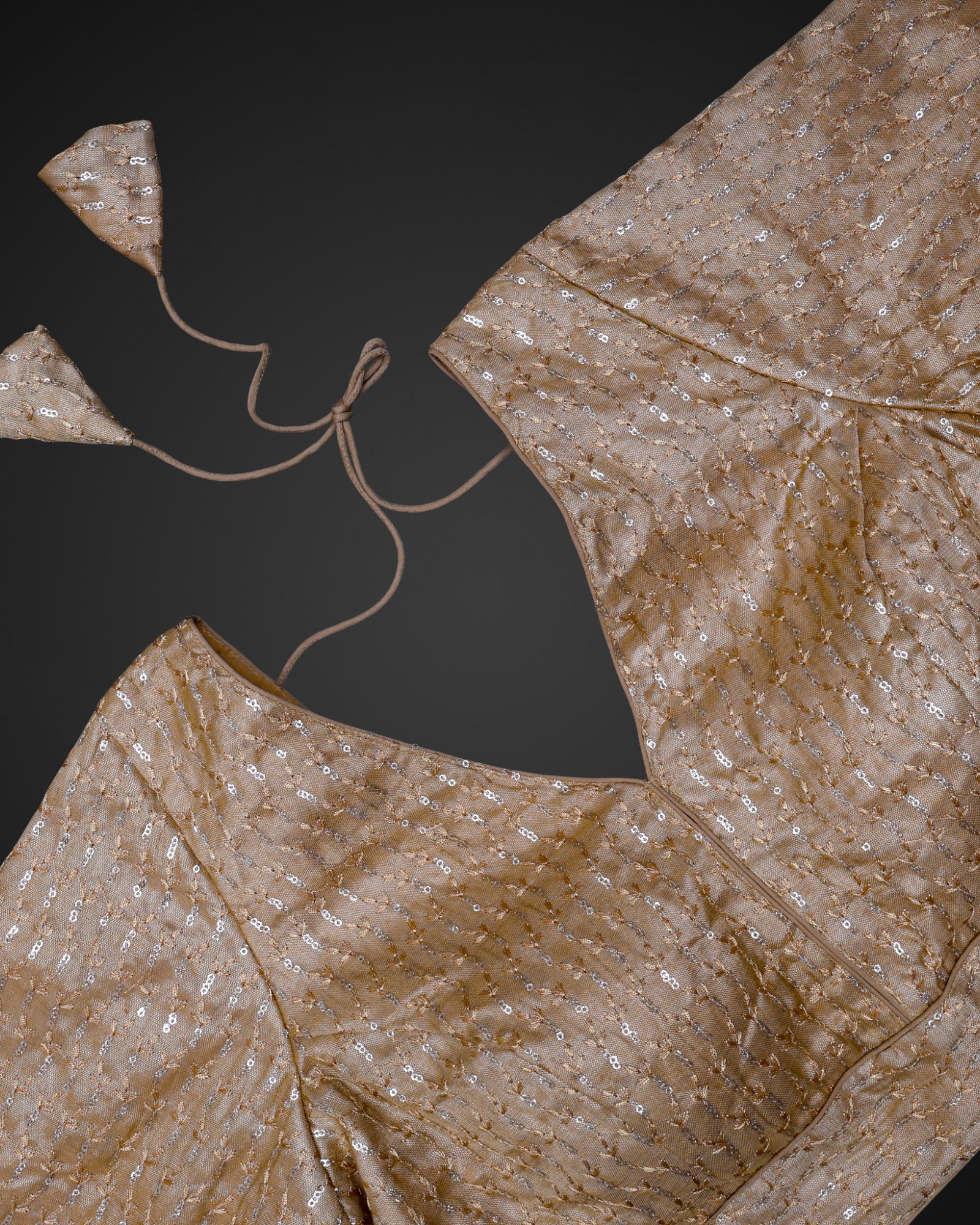 Tissue V Neck Deep Back Readymade Blouse