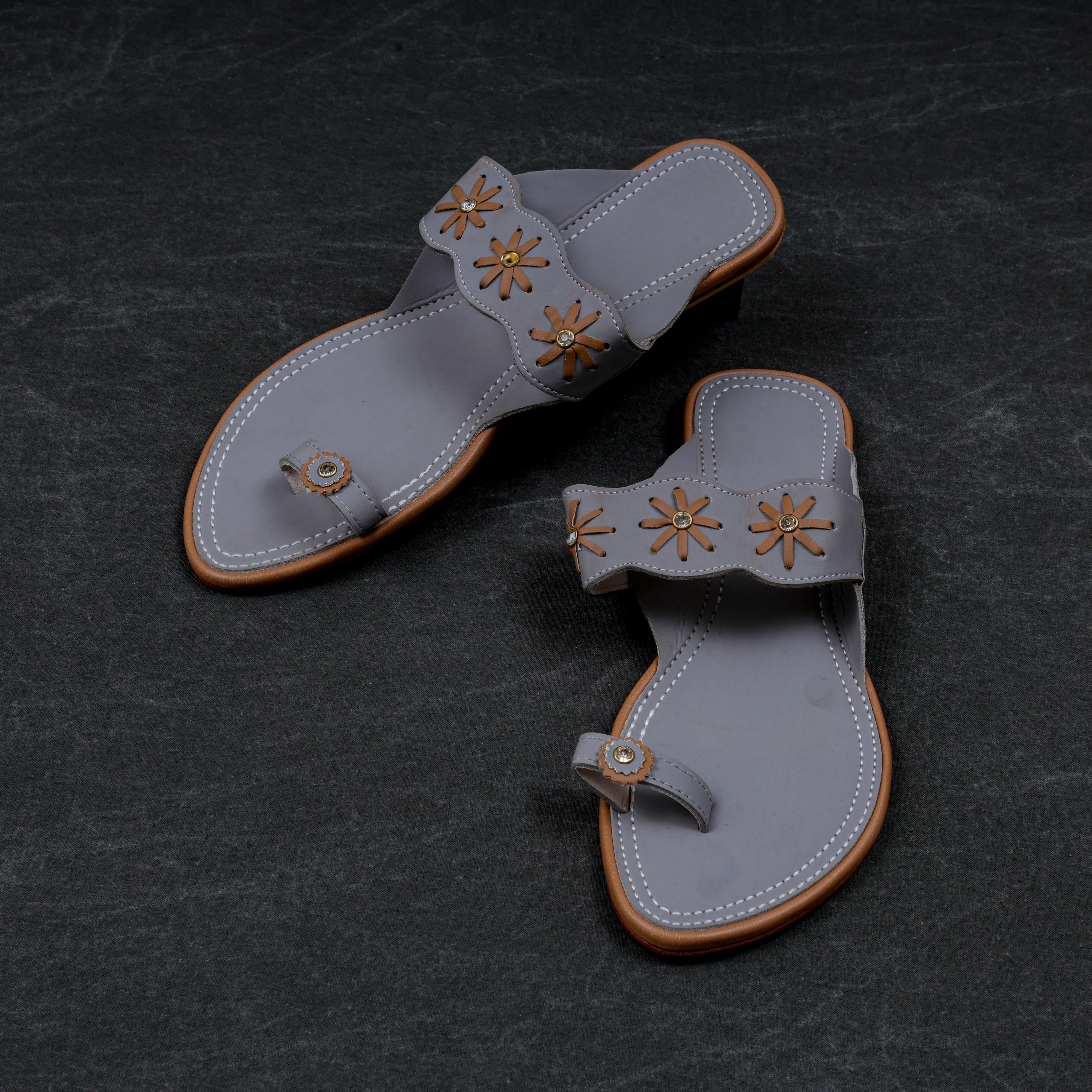Grey Velvet Pointed Mule Flats