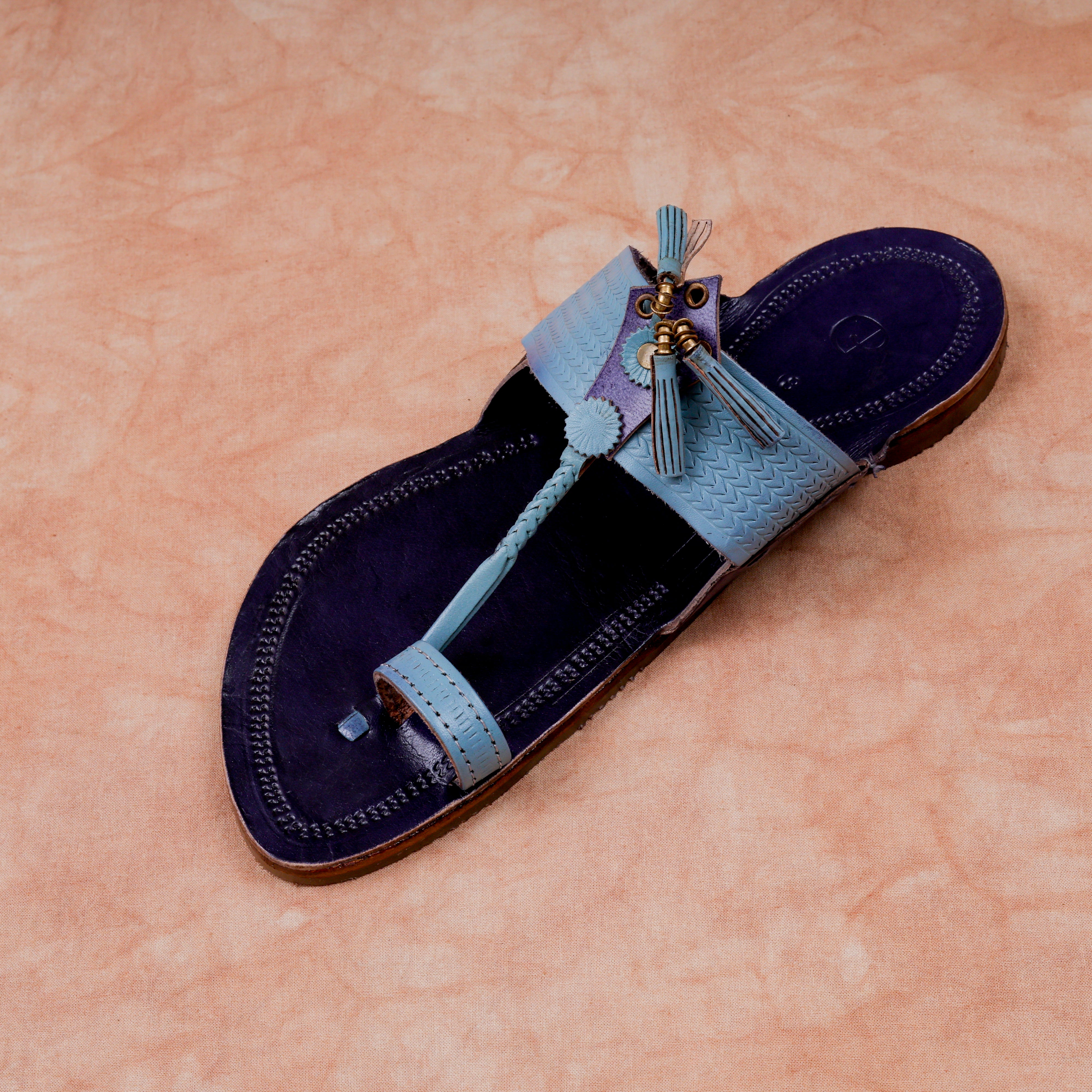 Blue Handcrafted Kolhapuri Sandals