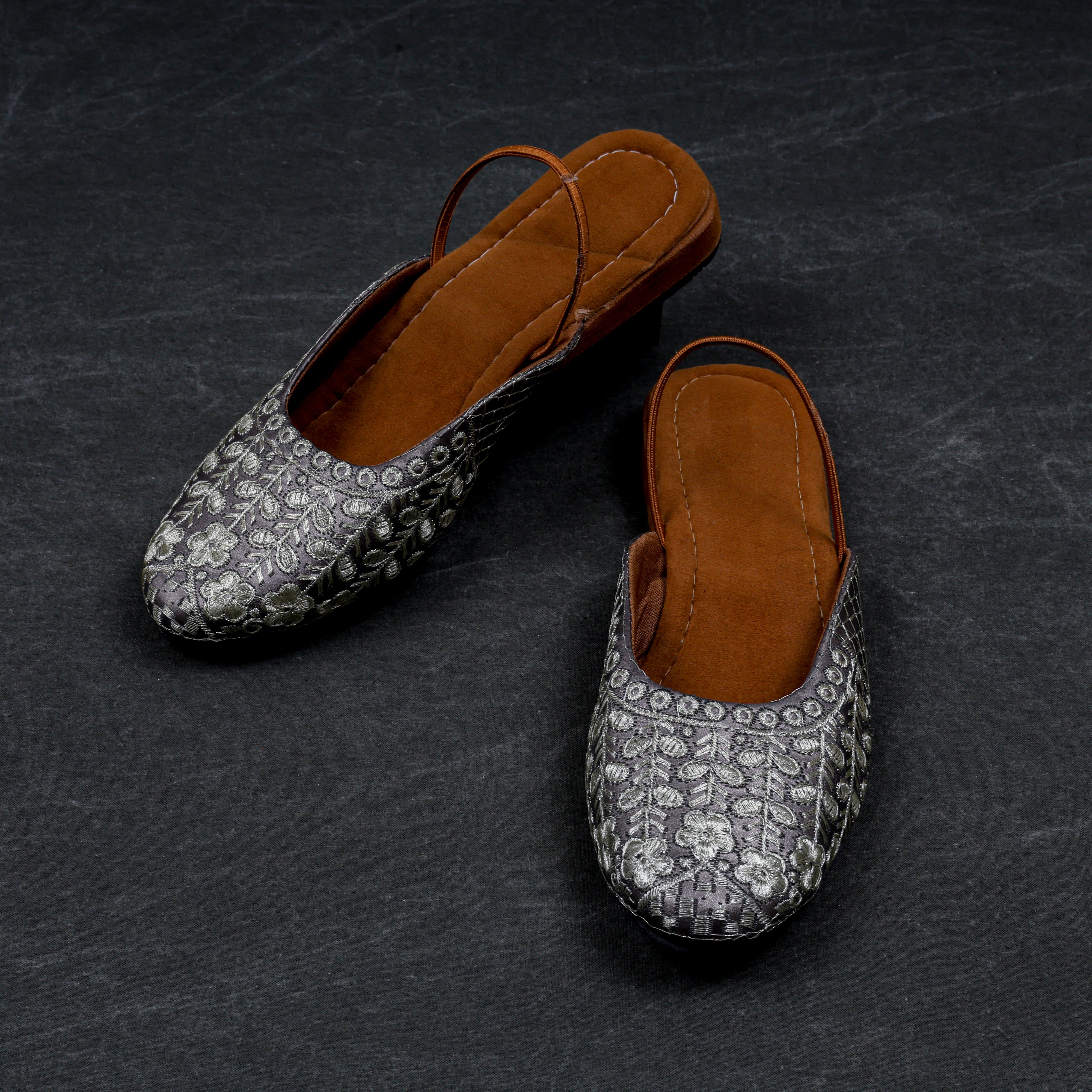Silver Textured Handcrafted Mule