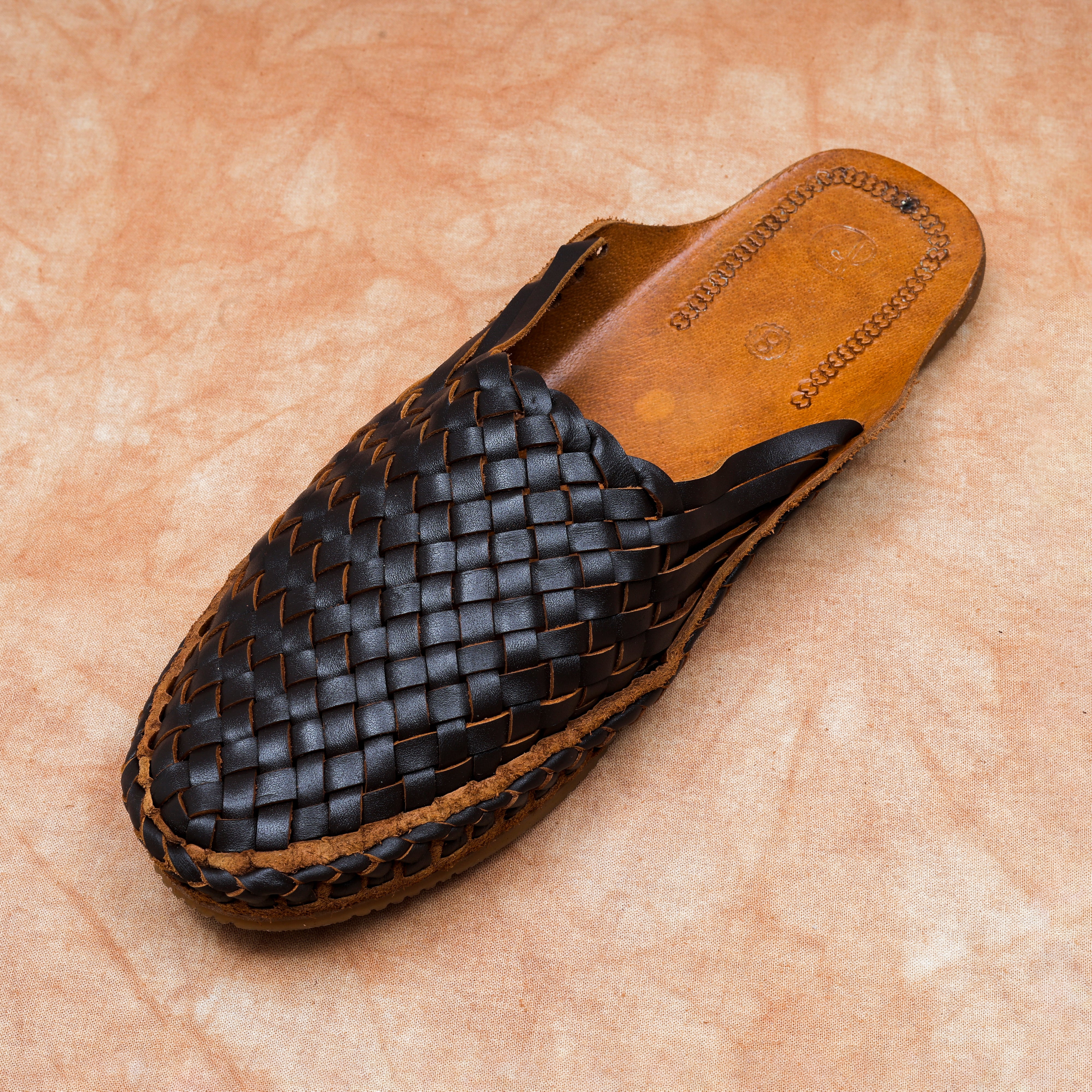 Brown Leather Closed Toe Mules