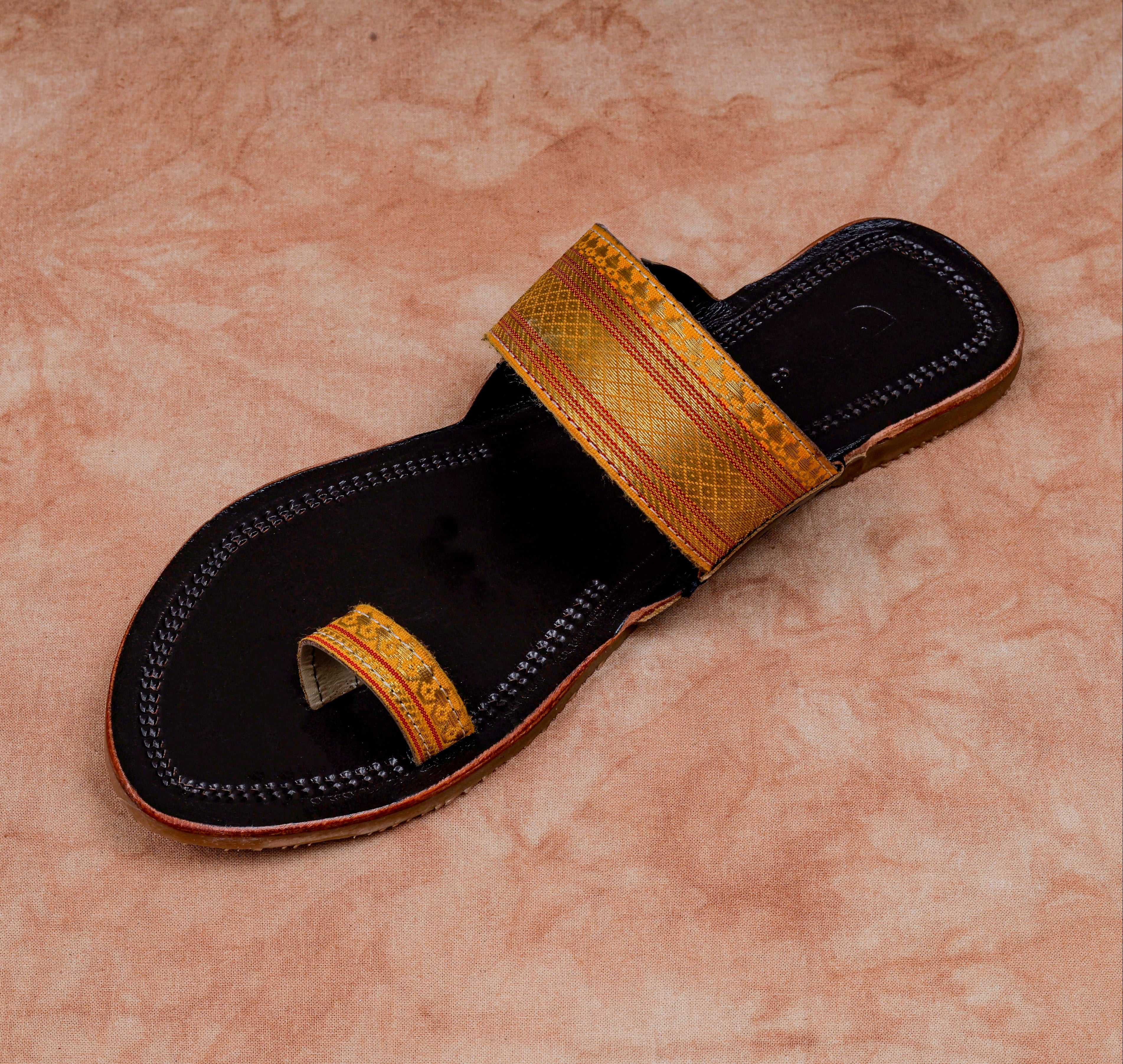 Dark Brown Soft Leather Open Toe Flats
