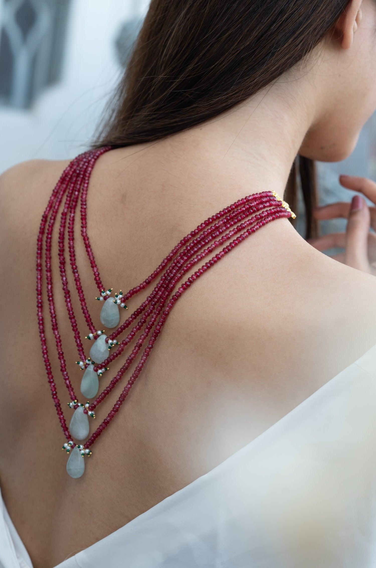 Crimson Onyx Cascade Necklace - Dyulokha