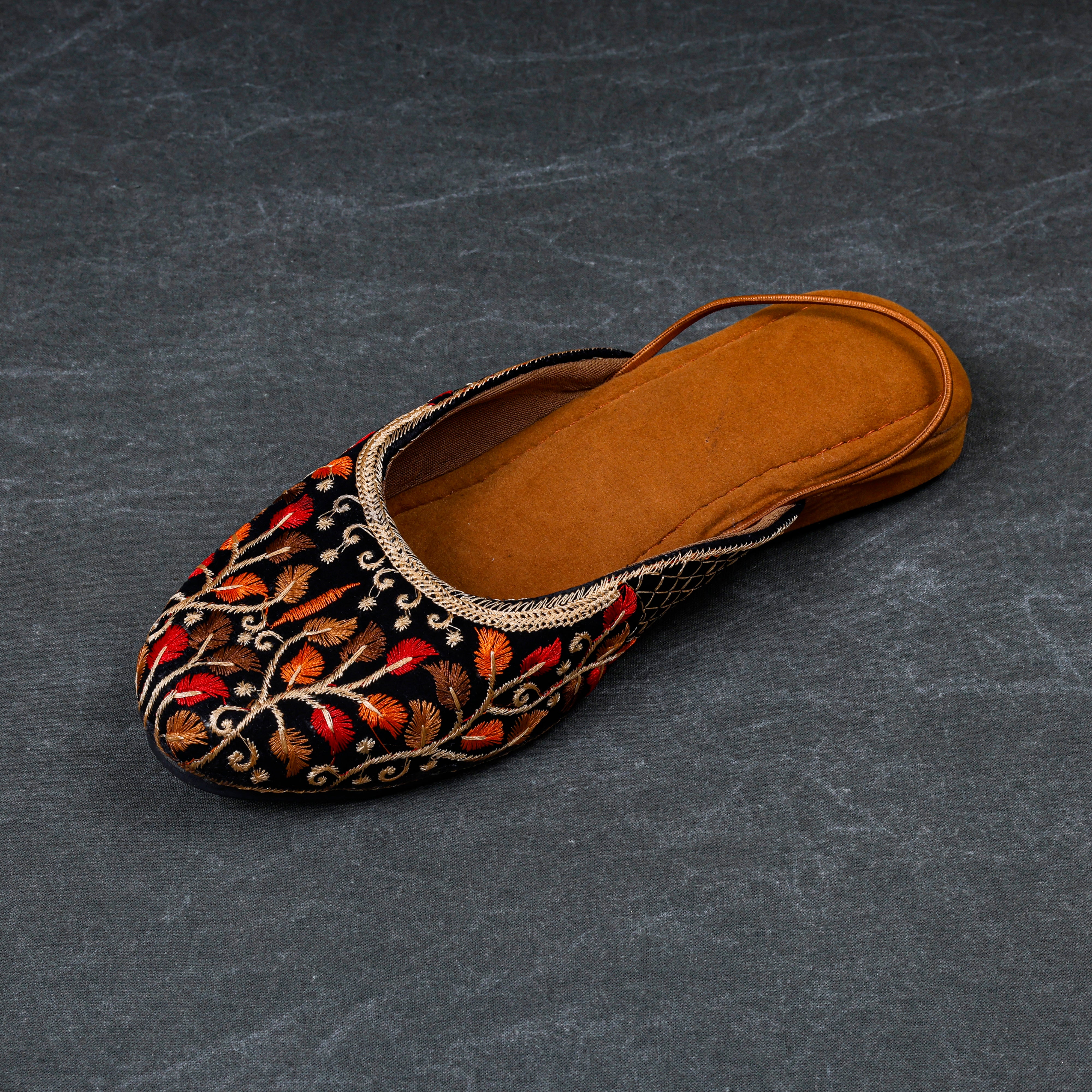 Almond Velvet Multicolor Ethnic Mules