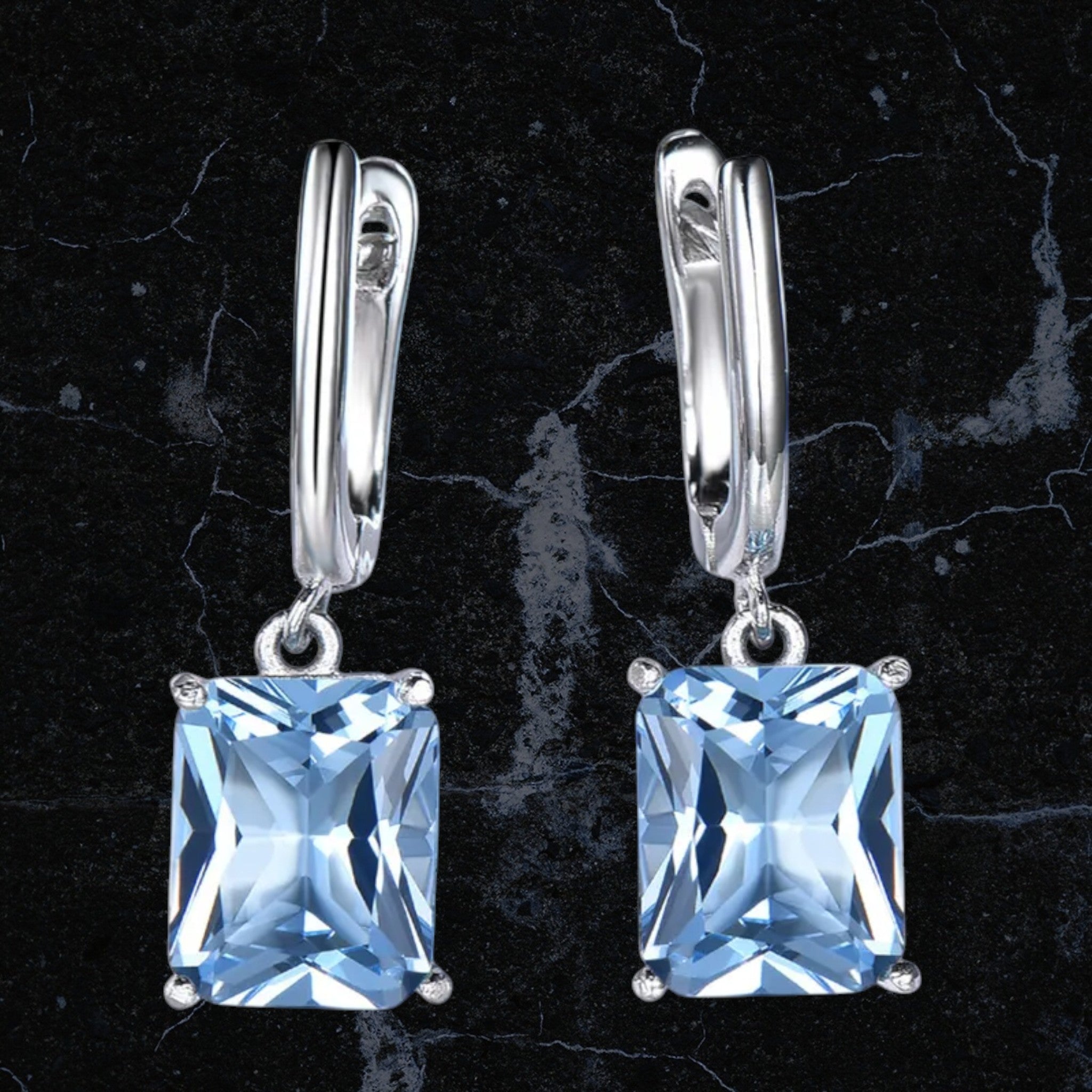Sky Blue 925 Silver Zircon Drop Earrings