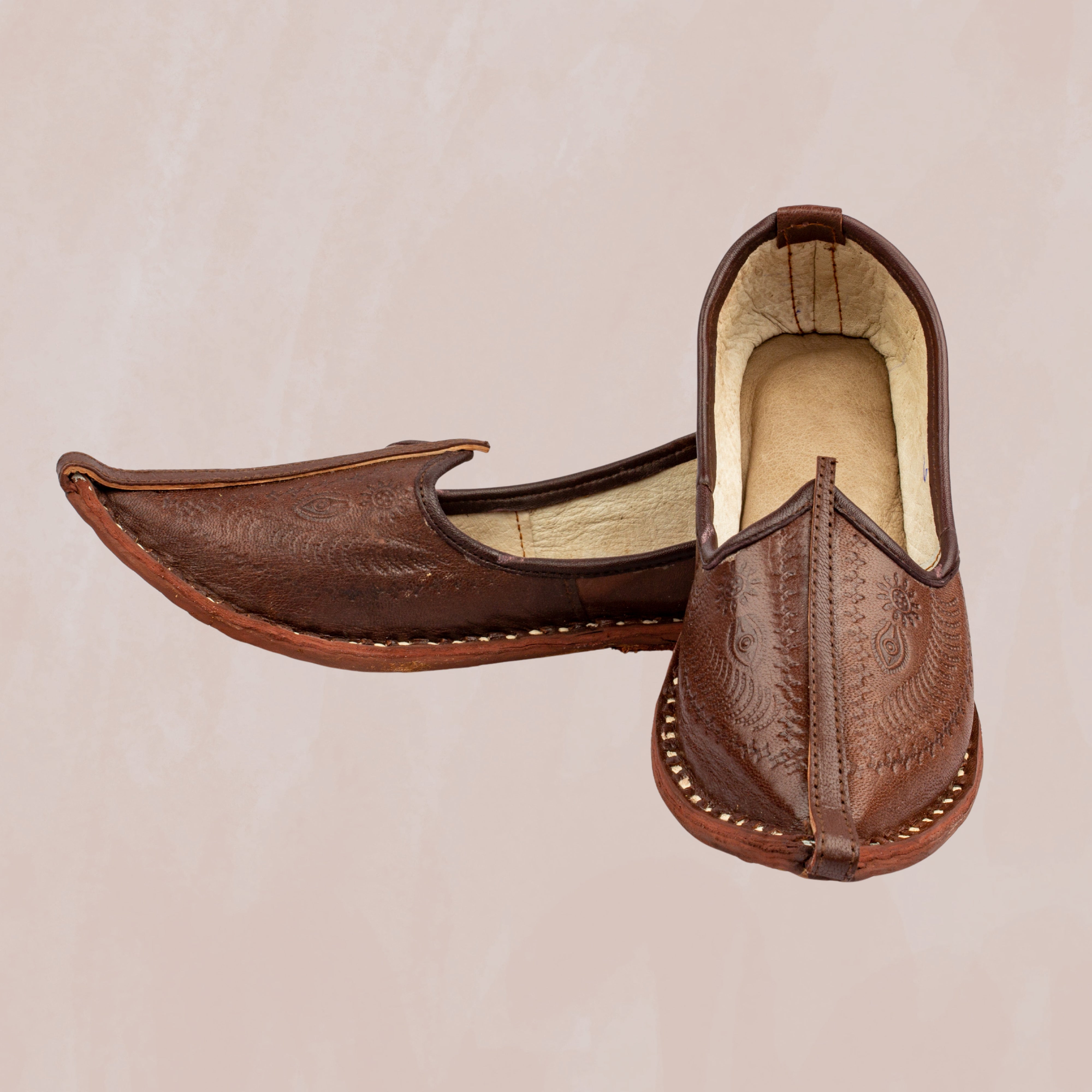 Dark Brown Almond Rexine Ethnic Mojaris