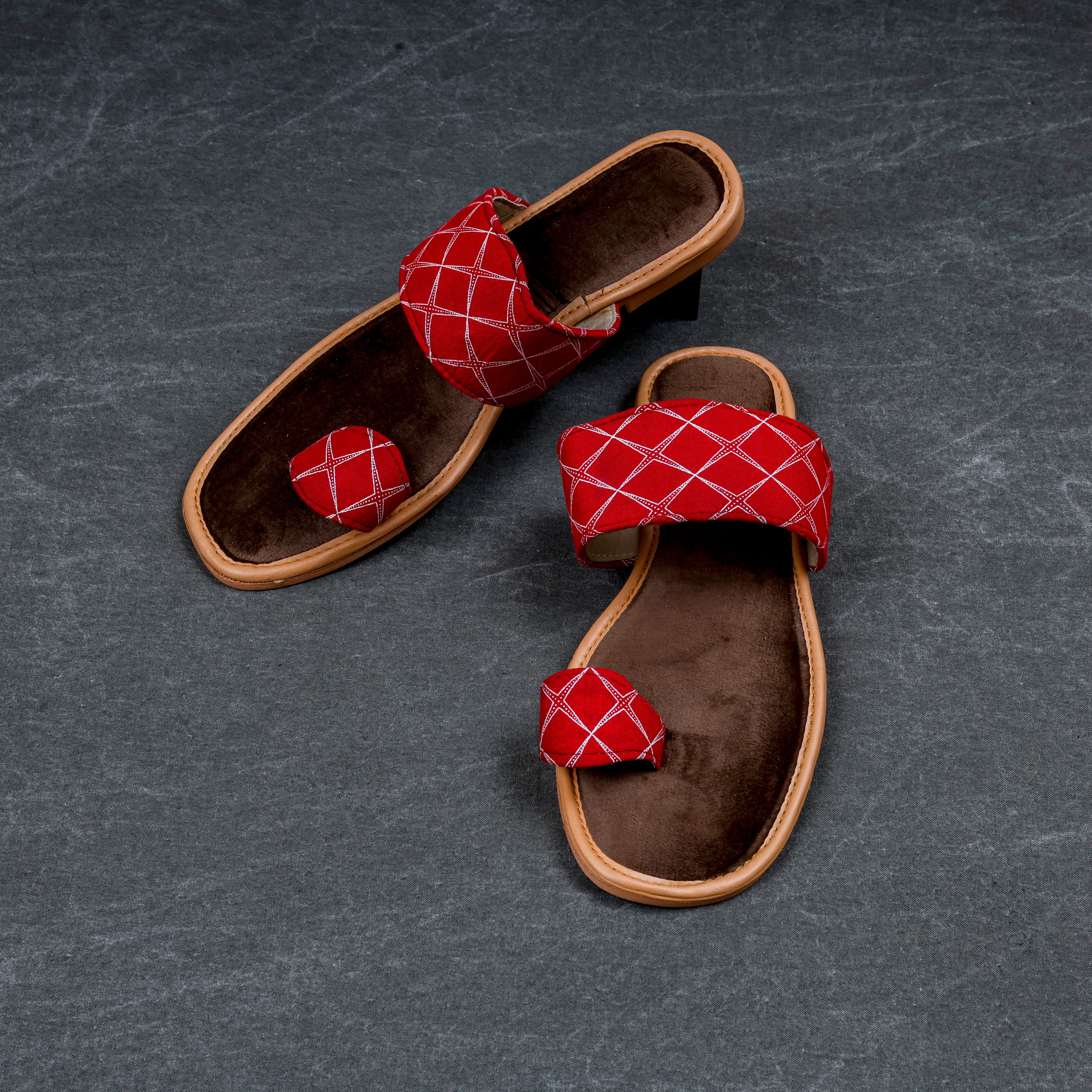 Red Textured Artisan Ethnic Flats