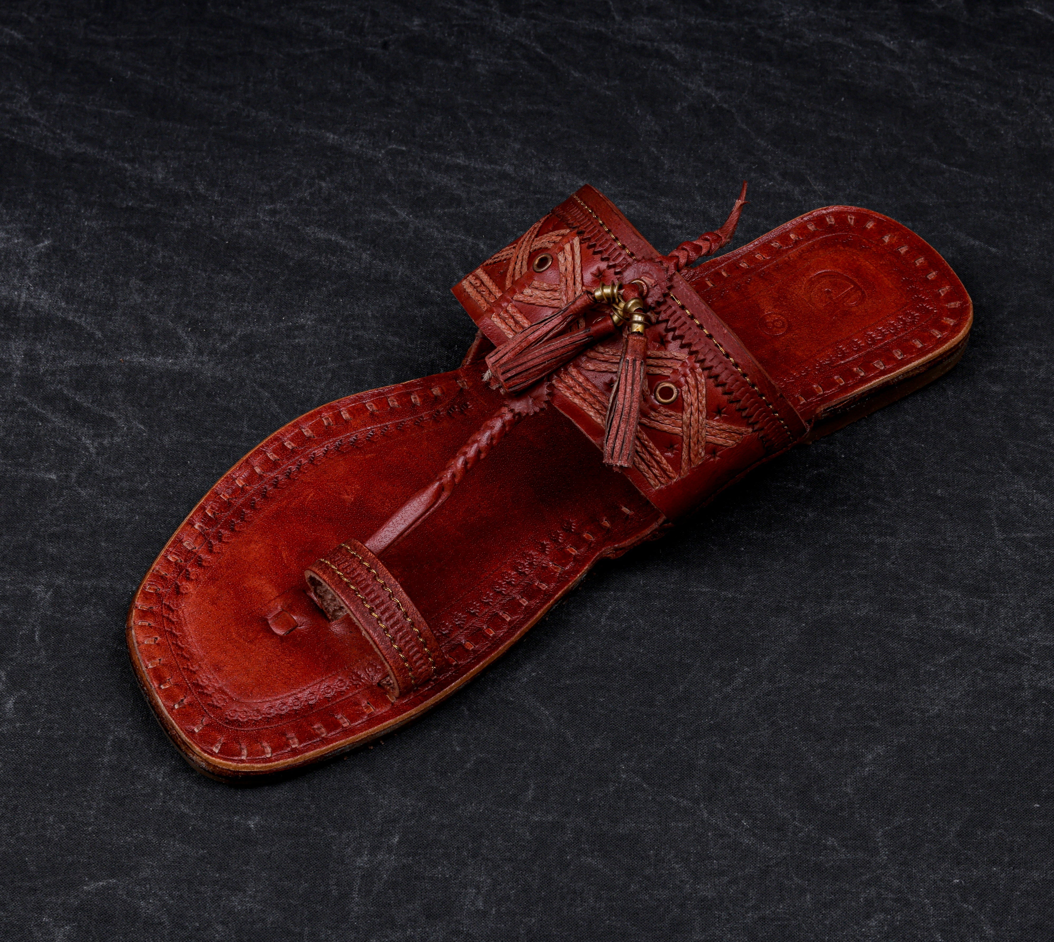 Dark Camel Leather Kolhapuri Sandals