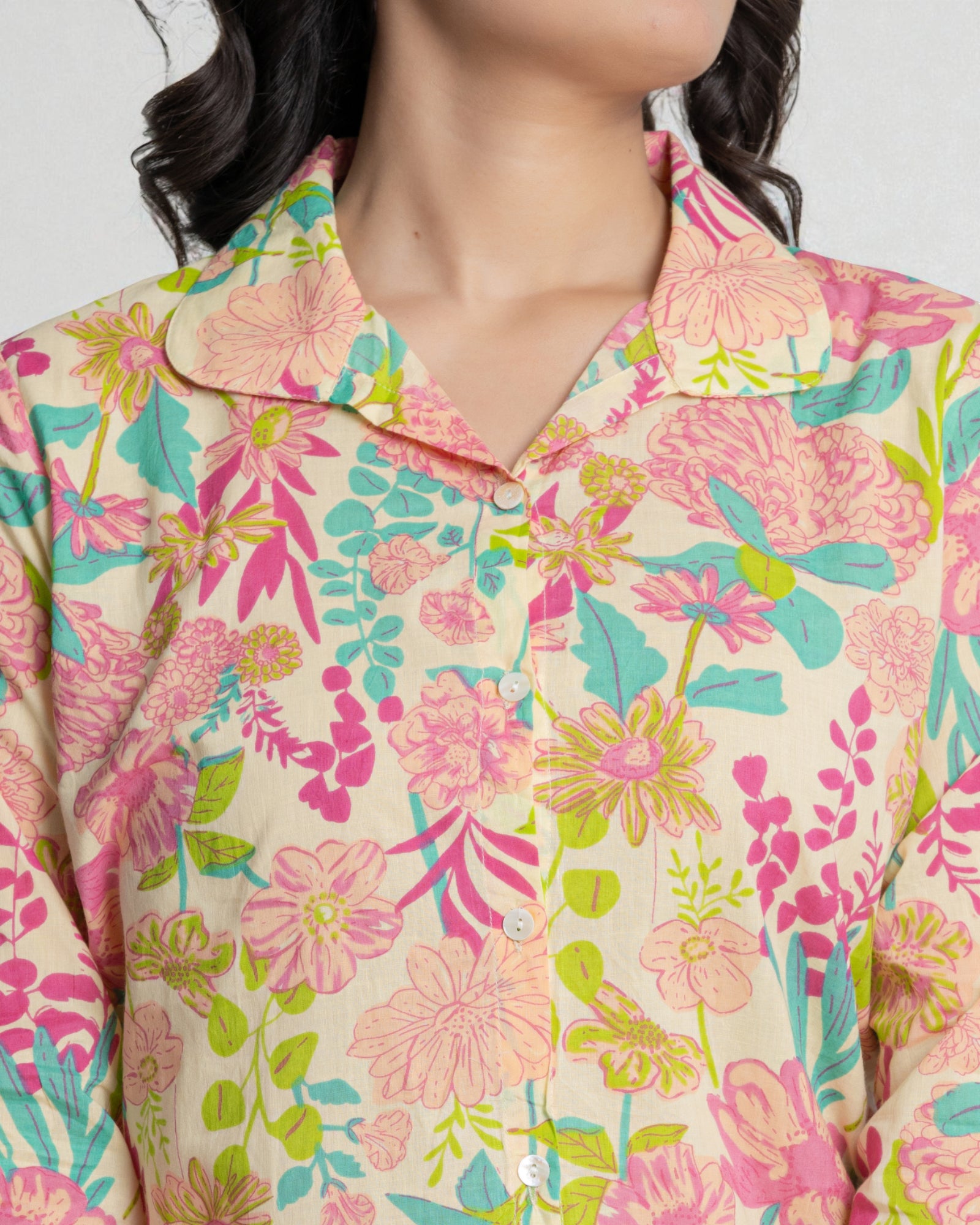 Floral Printed Cotton Cord Co-Ord Set