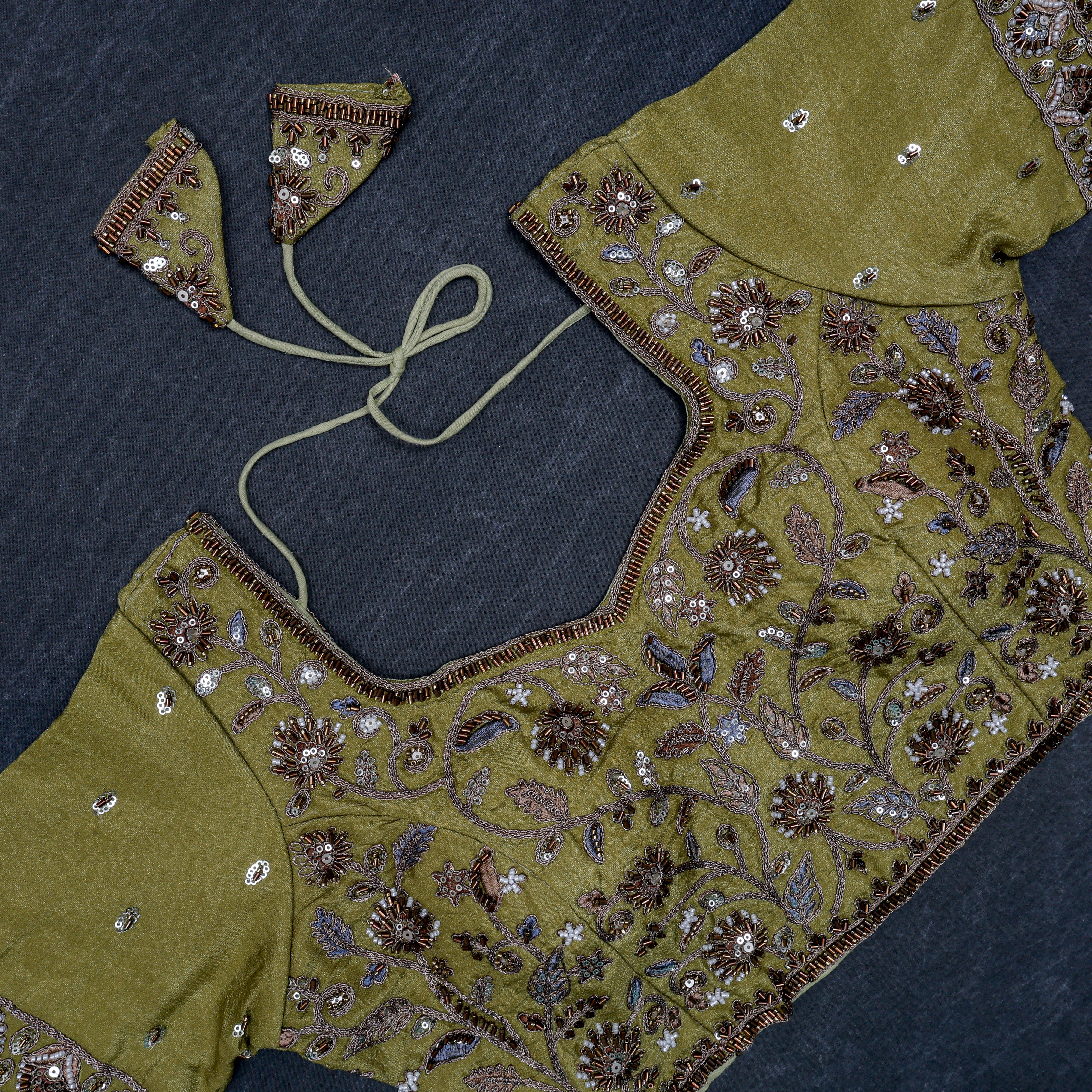 Chic Cosmos Silk Blouse with Notched Neck