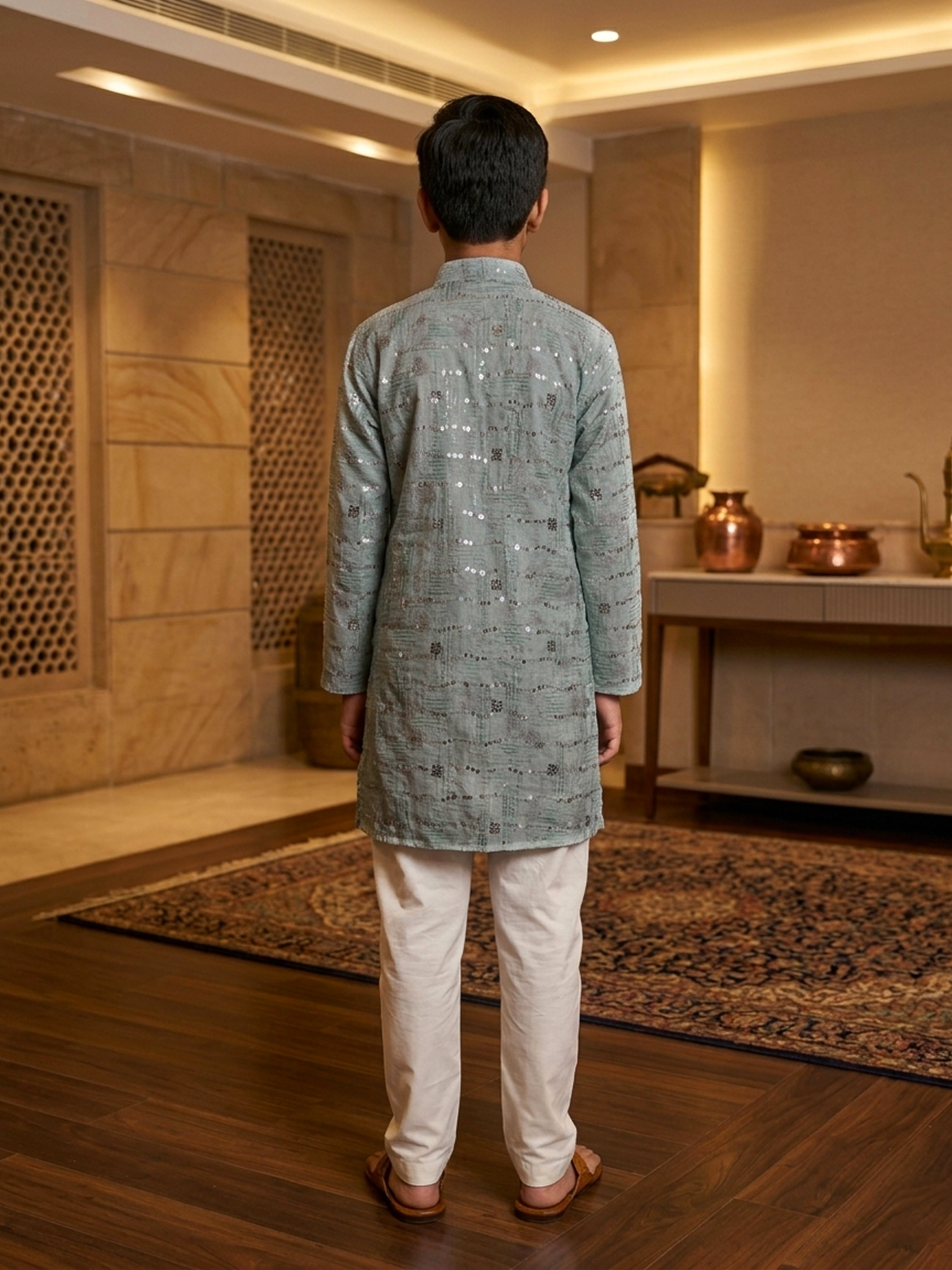 Artisan Embellished Cotton Kurta Pajama Set