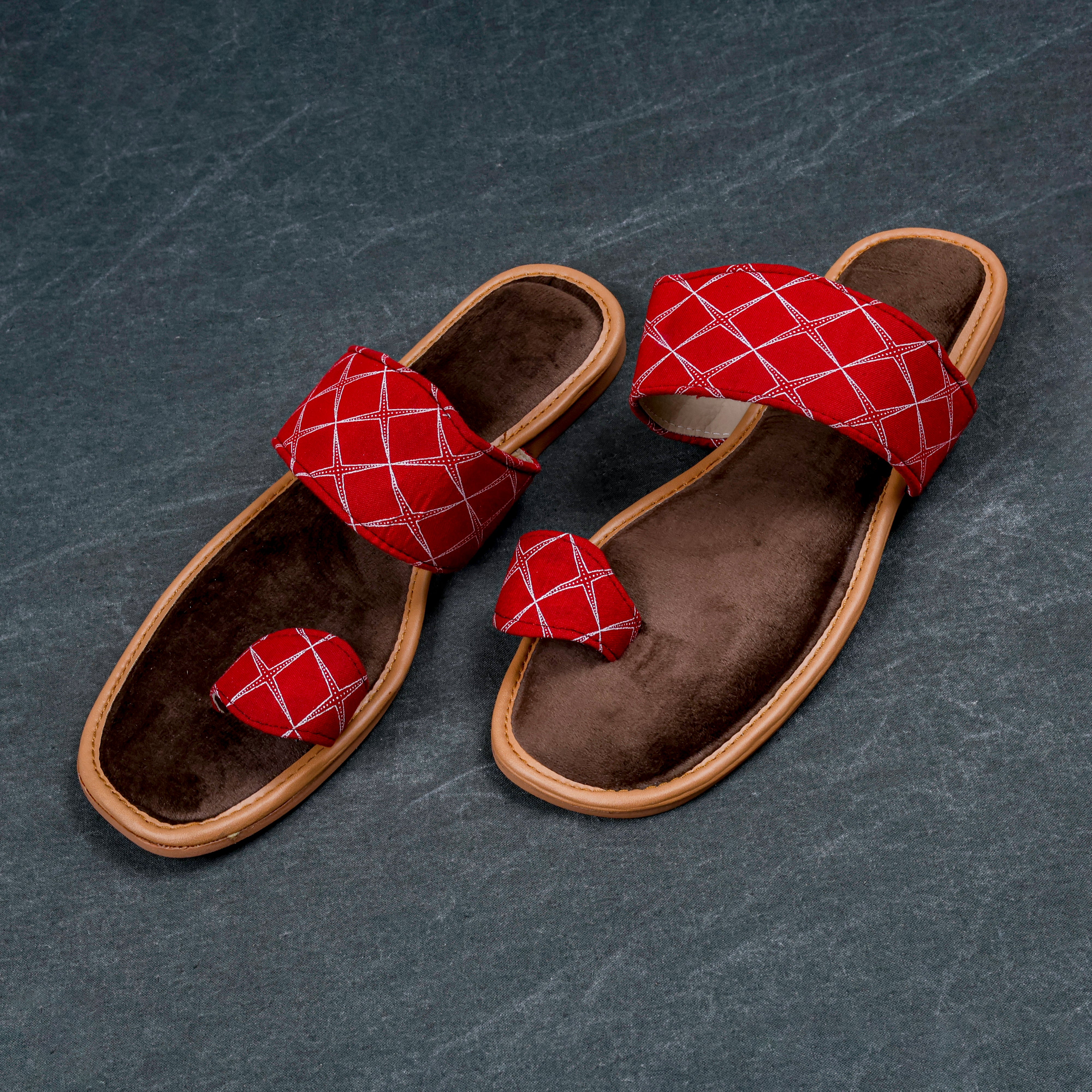 Red Textured Artisan Ethnic Flats