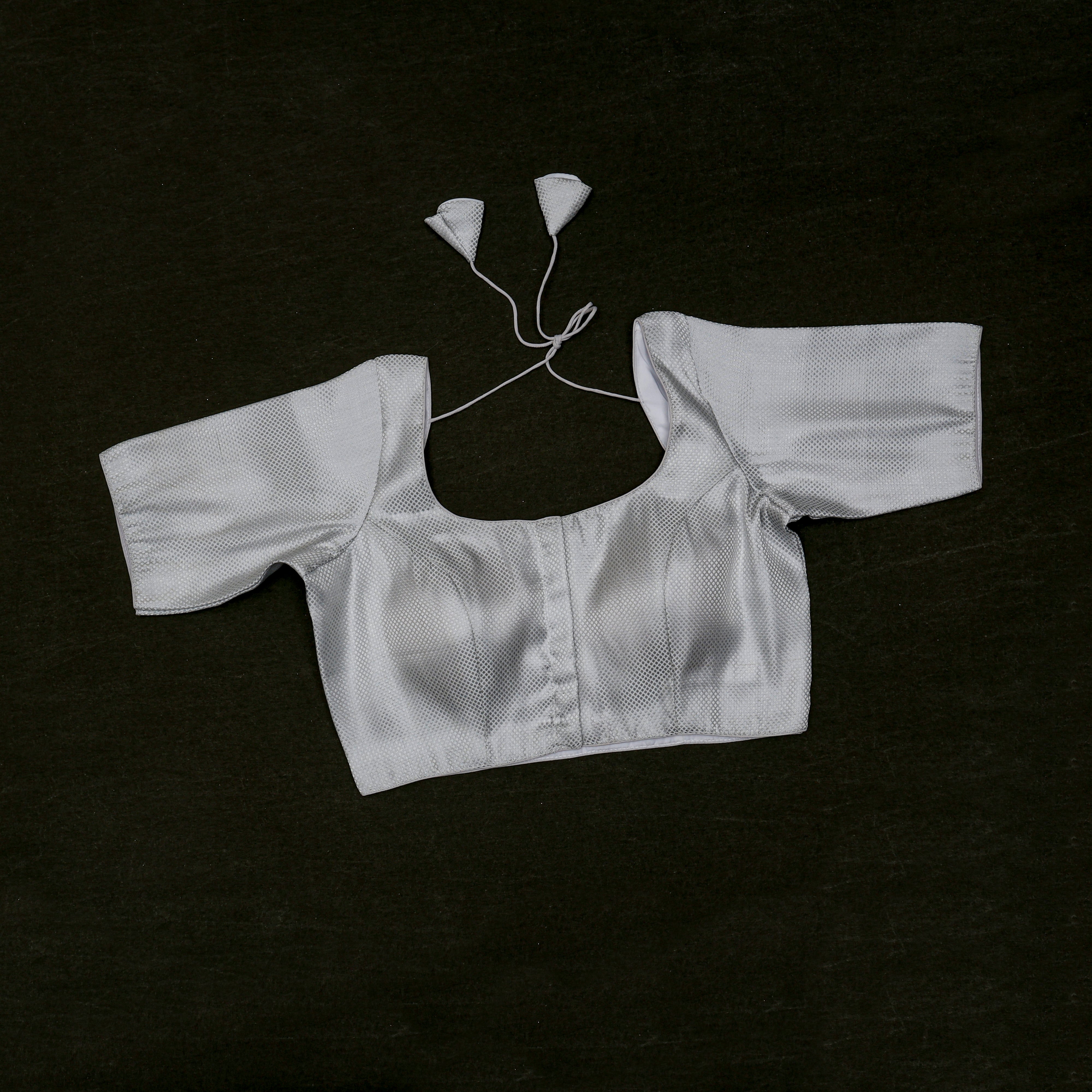 Tissue U Neck Fitted Sleeve Readymade Blouse