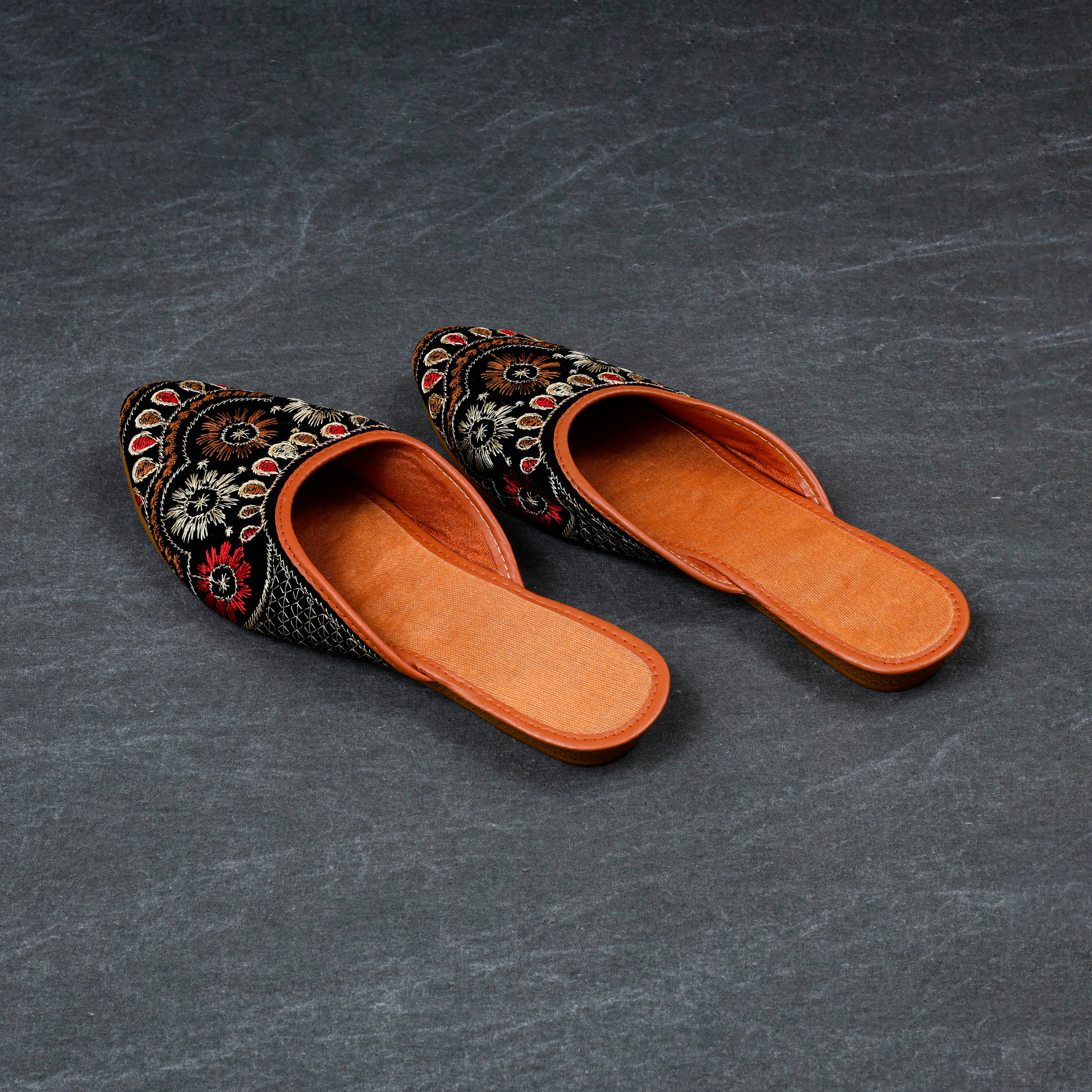 Black Velvet Slip On Mules