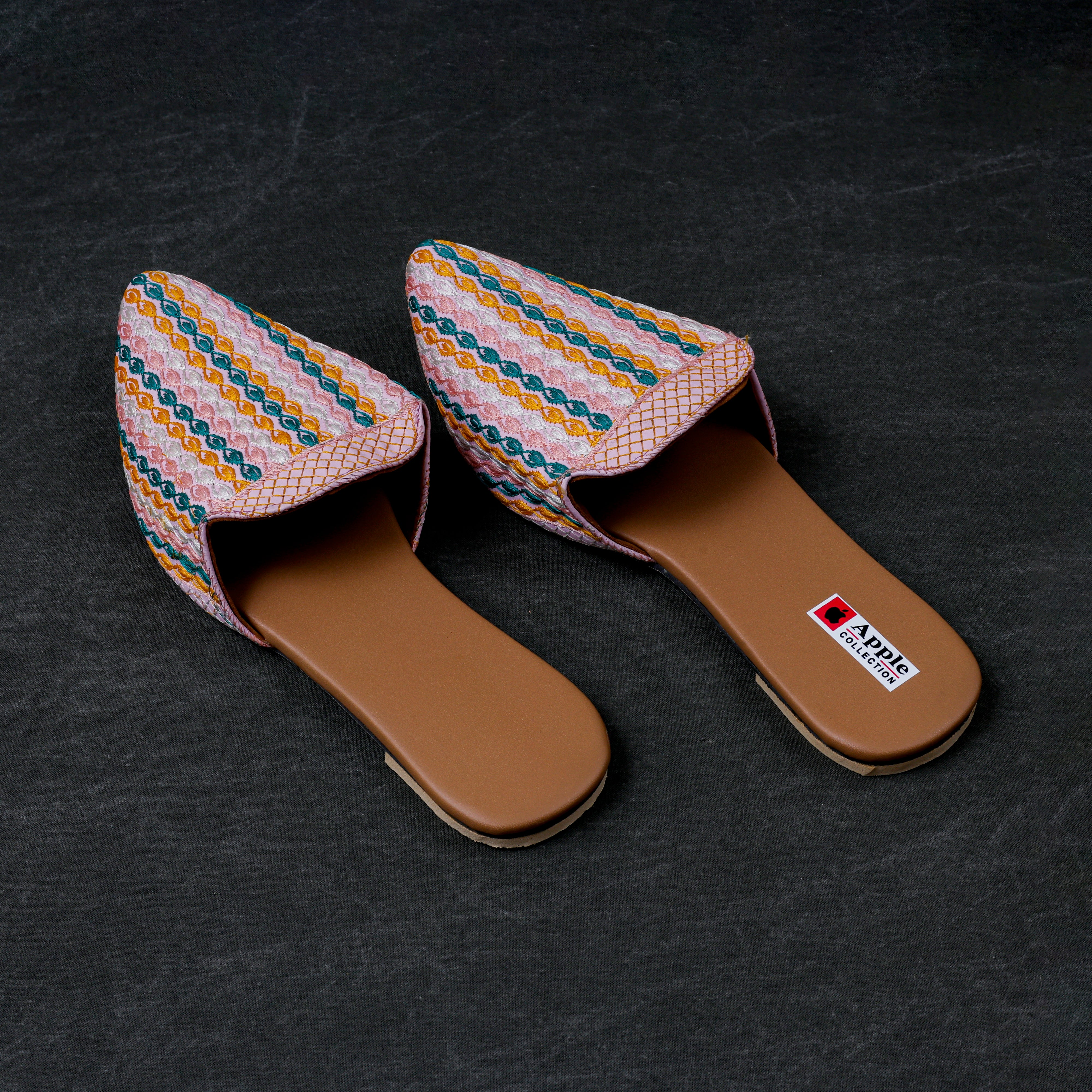 Multicolor Two Tone Ethnic Mules