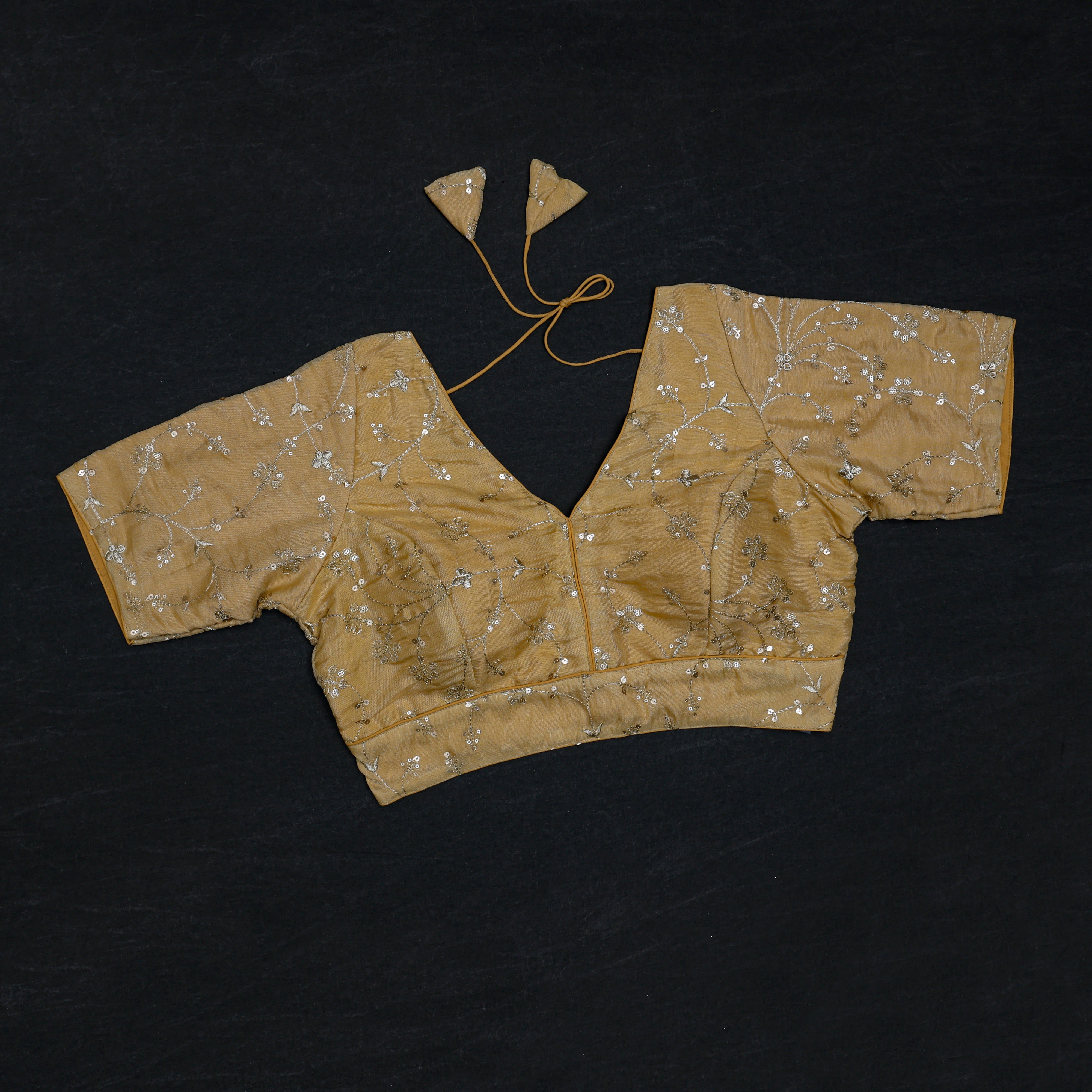 Silk V Neck Fitted Sleeve Readymade Blouse