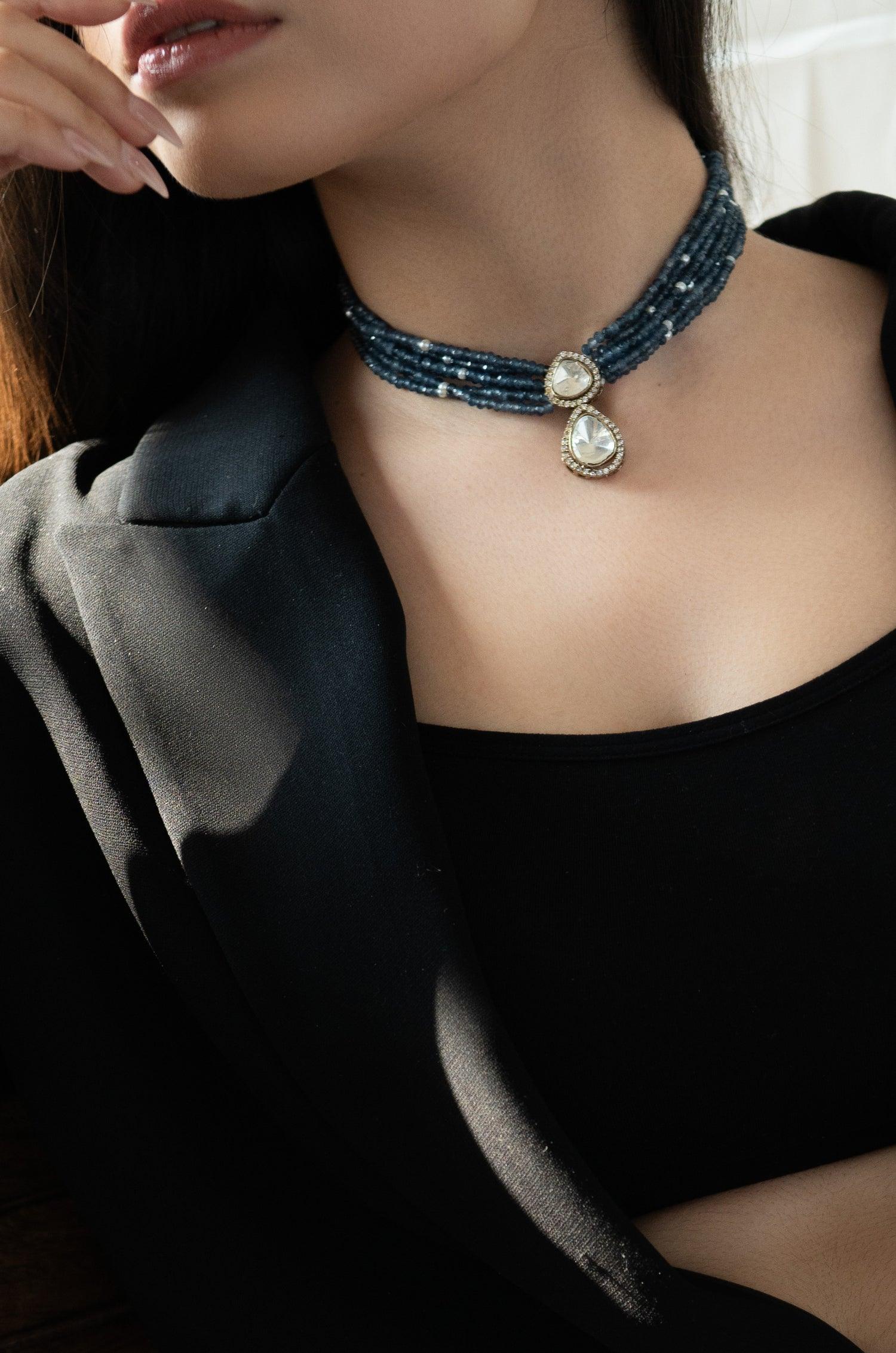 Blue Majesty Polki Necklace - Dyulokha