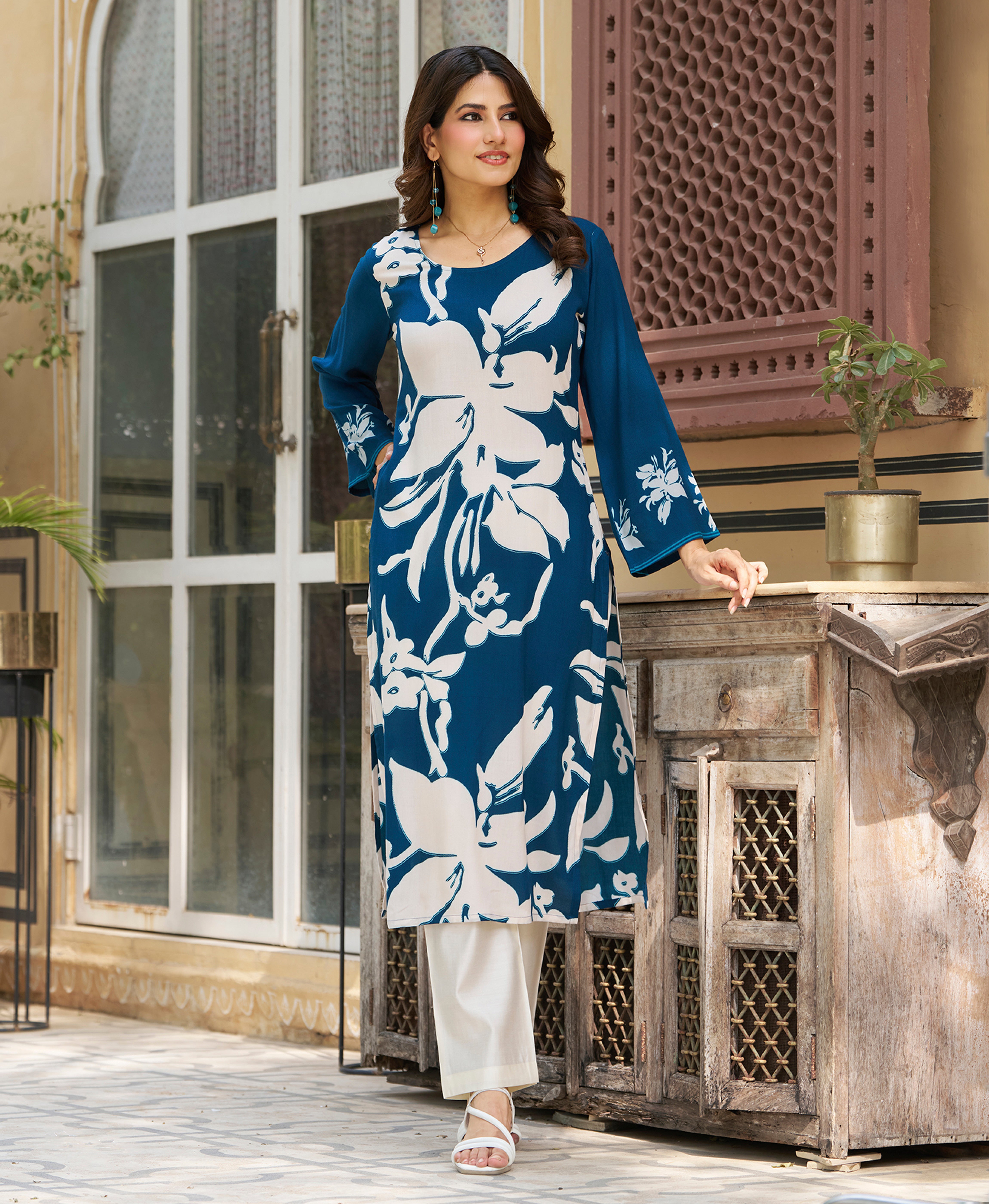Floral Print Cotton Kurta Set