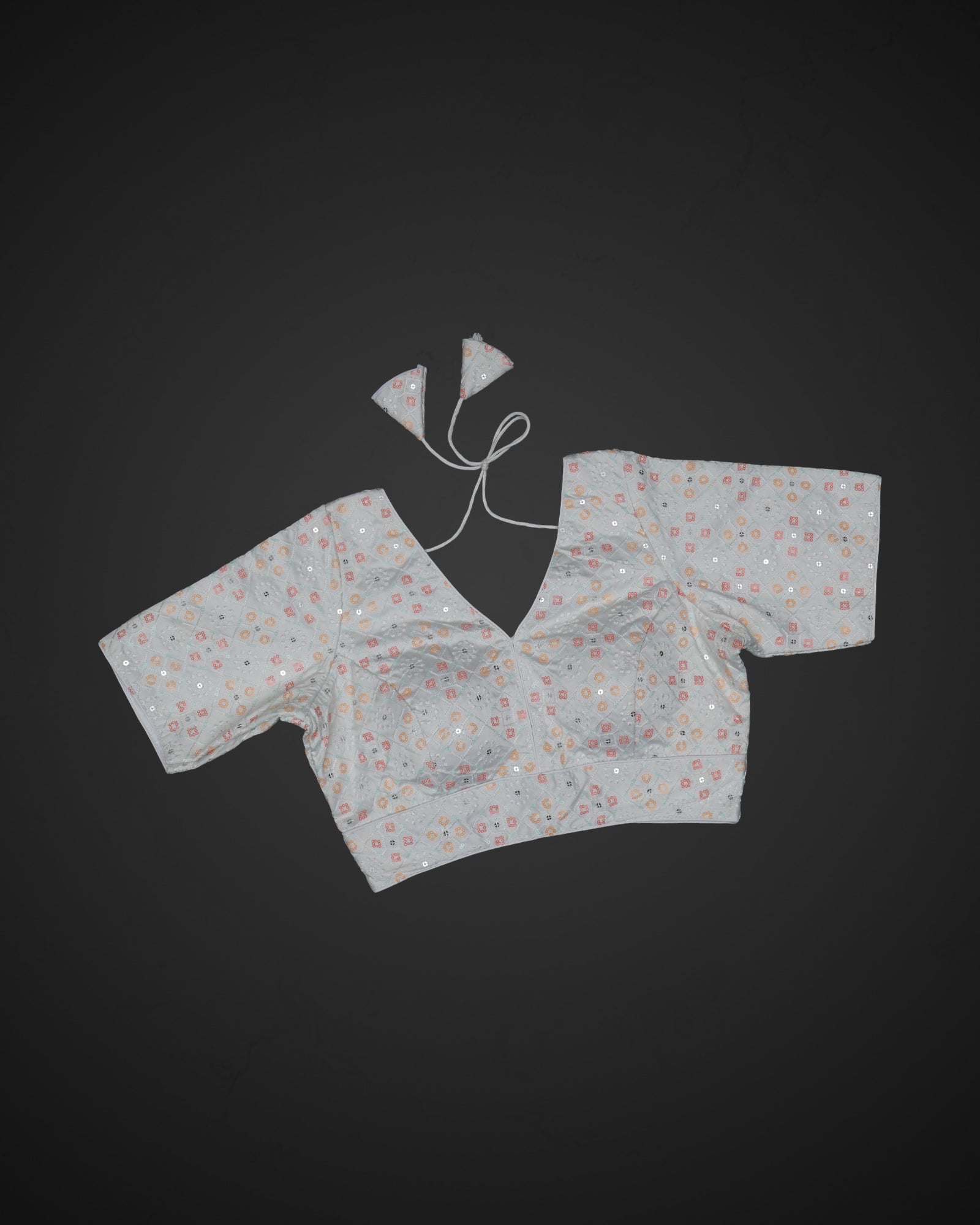 Tussar Silk V Neck Hook Closure Readymade Blouse