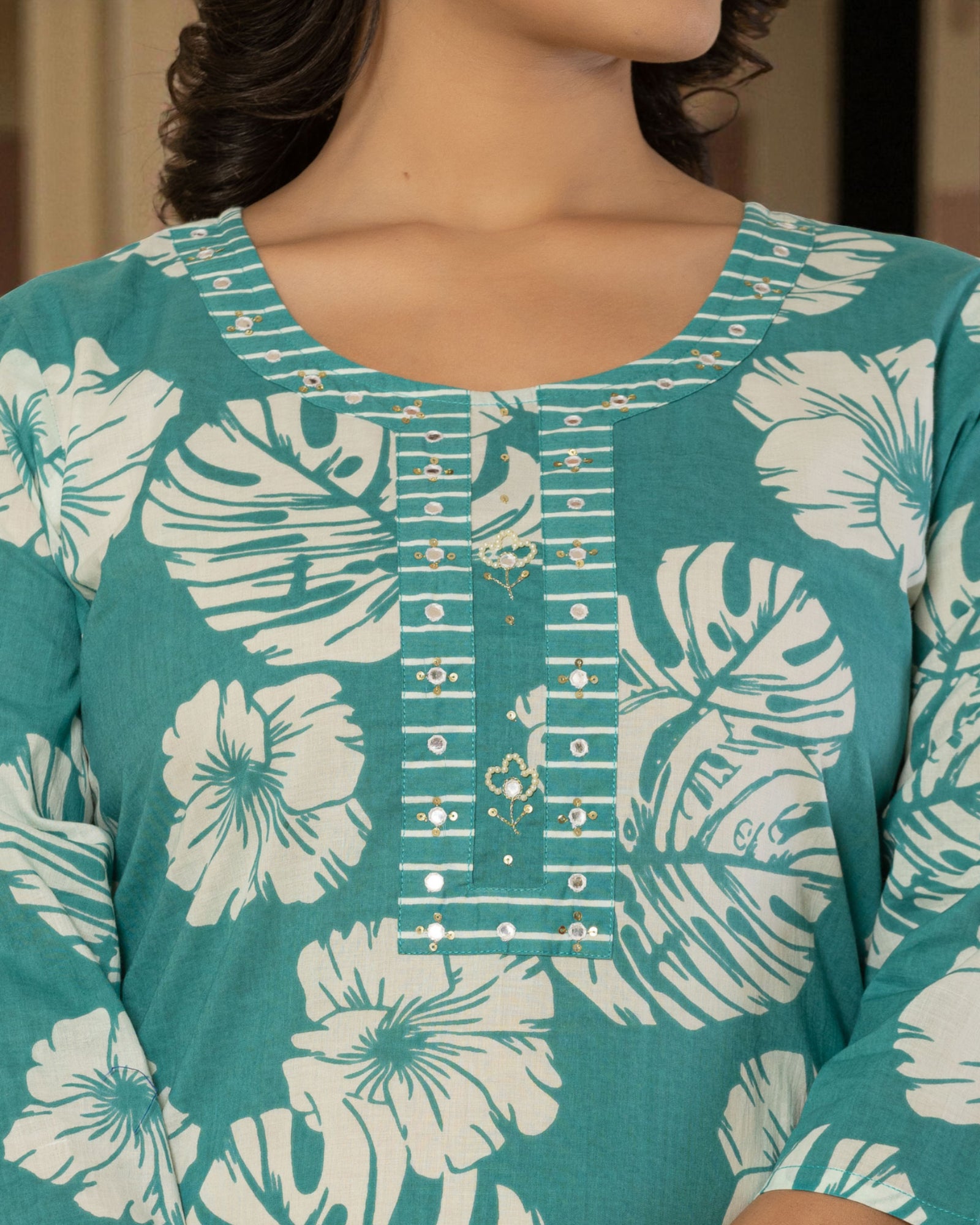 Floral Cotton Kurta Set With Dupatta