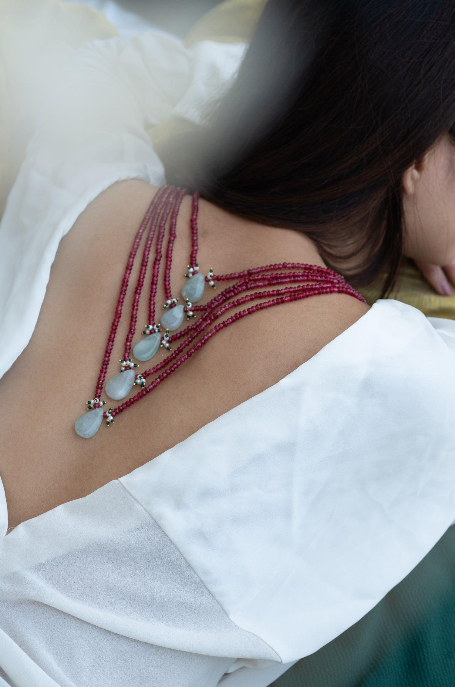 Crimson Onyx Cascade Necklace - Dyulokha