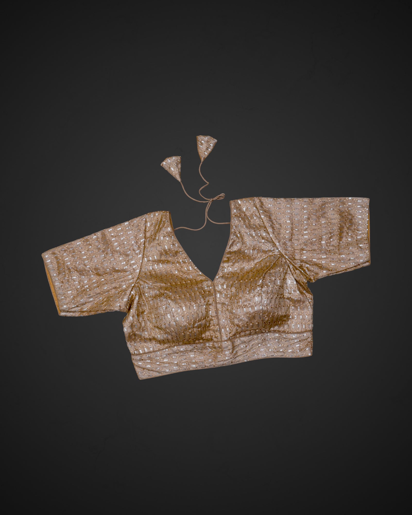 Tissue V Neck Deep Back Readymade Blouse