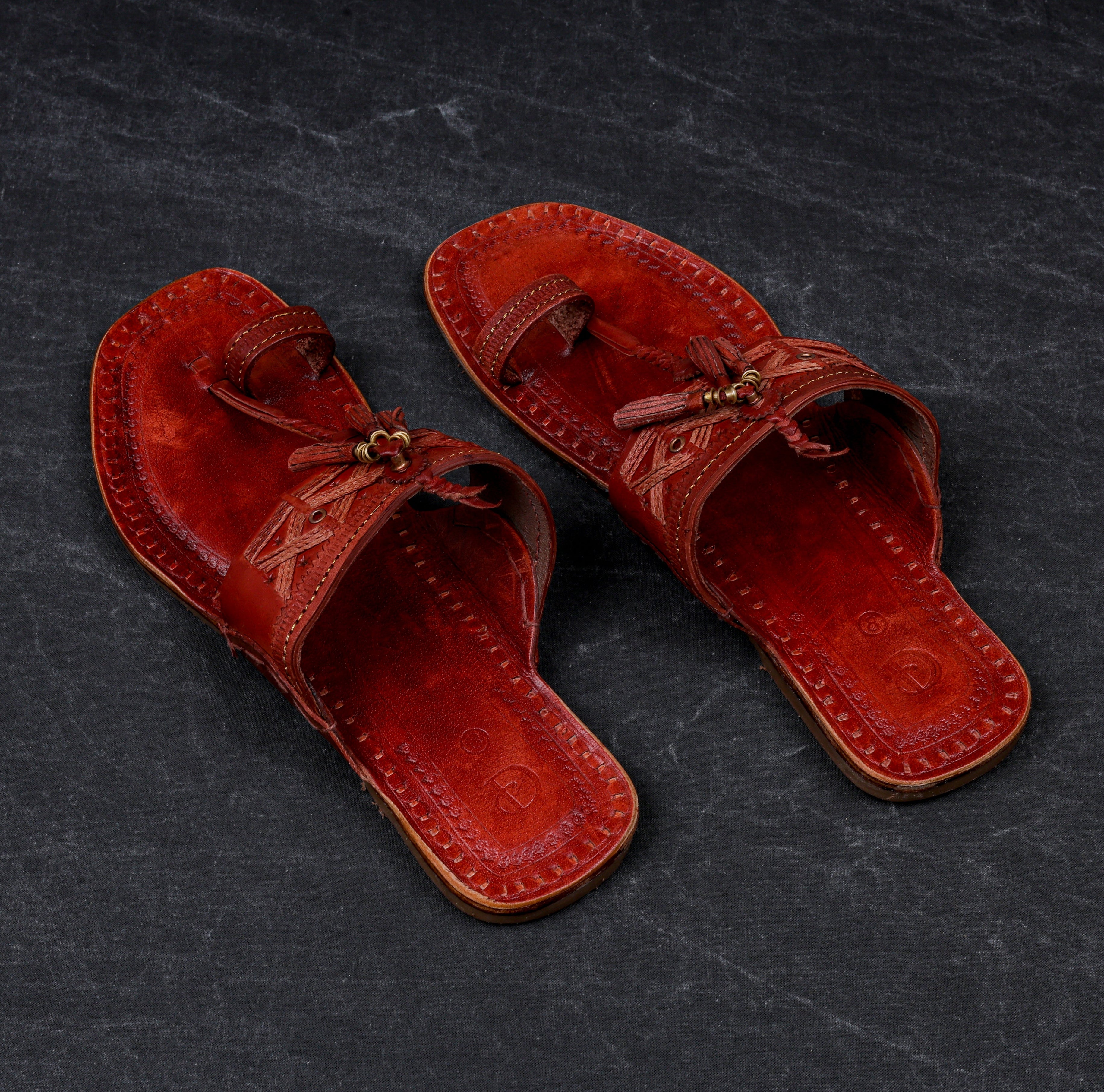 Dark Camel Leather Kolhapuri Sandals