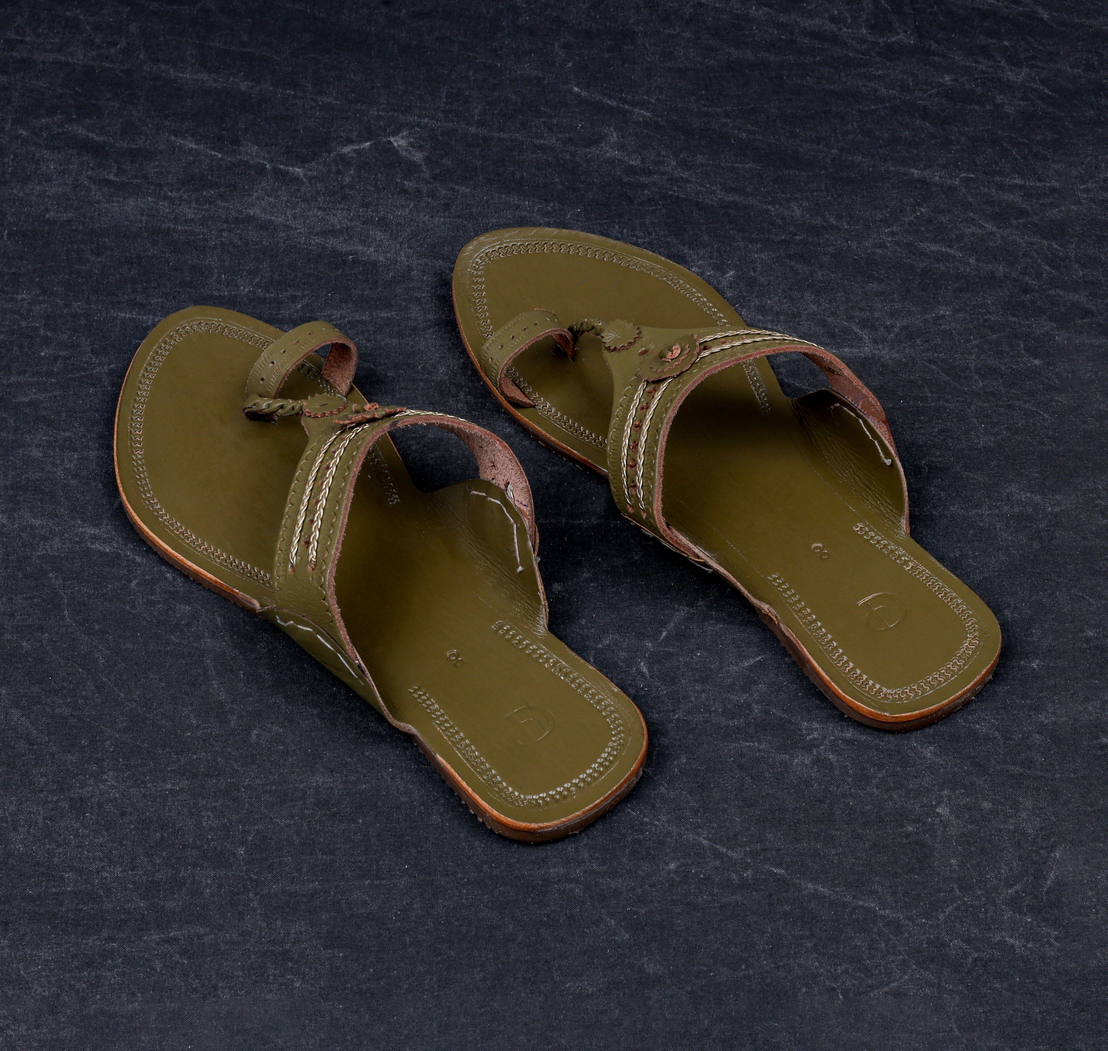 Olive Green Artisan Kolhapuri Sandals