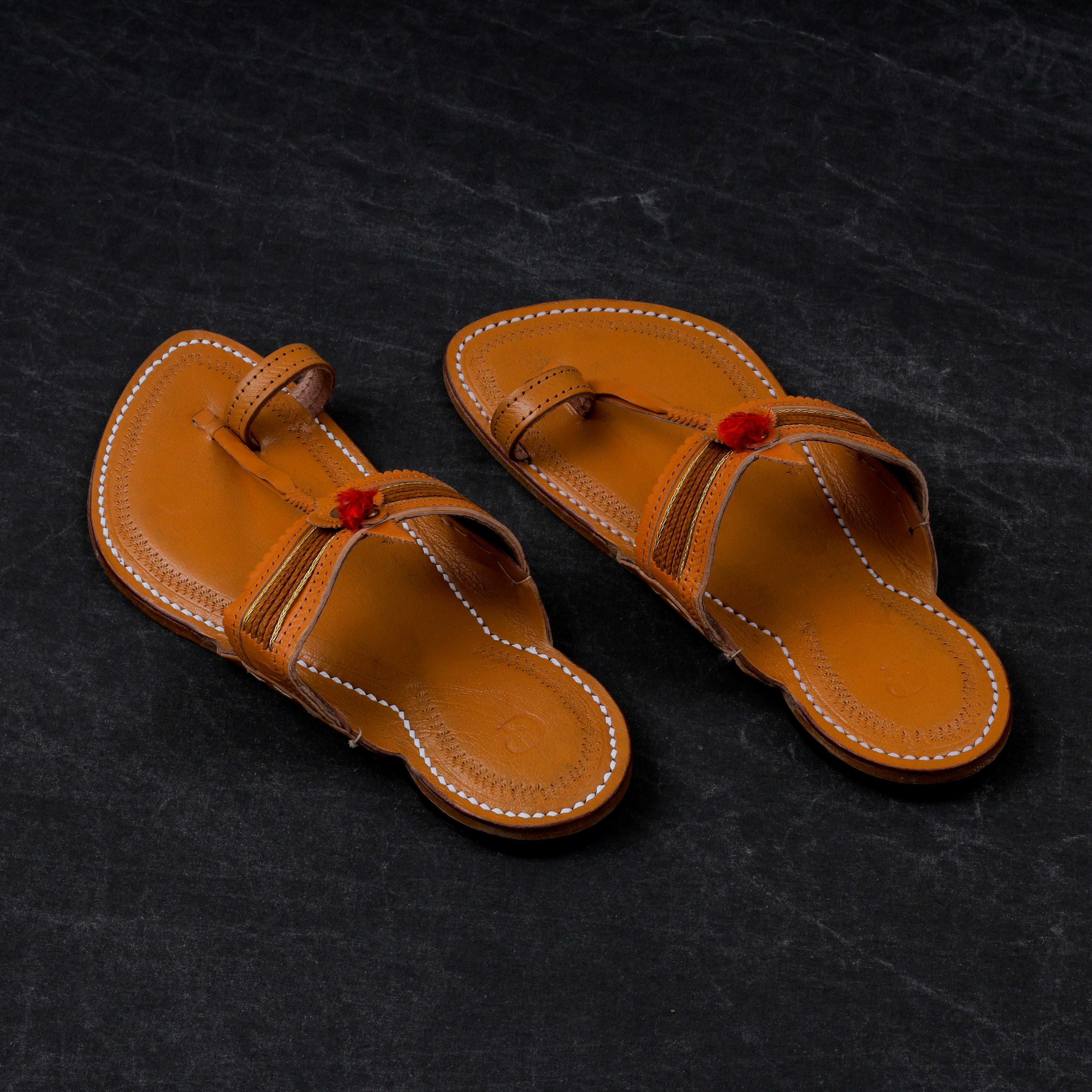 Tan Traditional Leather Kolhapuri Sandals