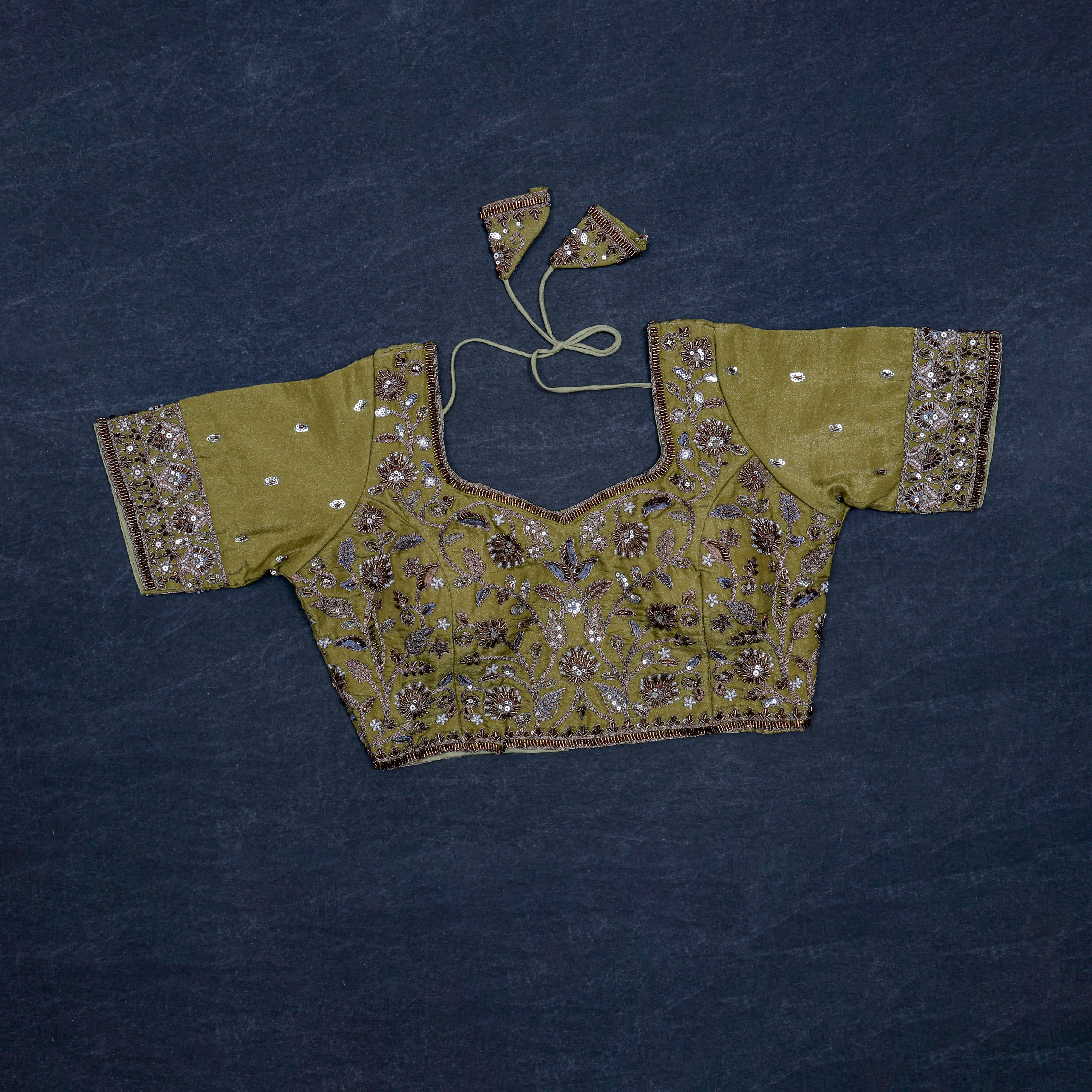Chic Cosmos Silk Blouse with Notched Neck