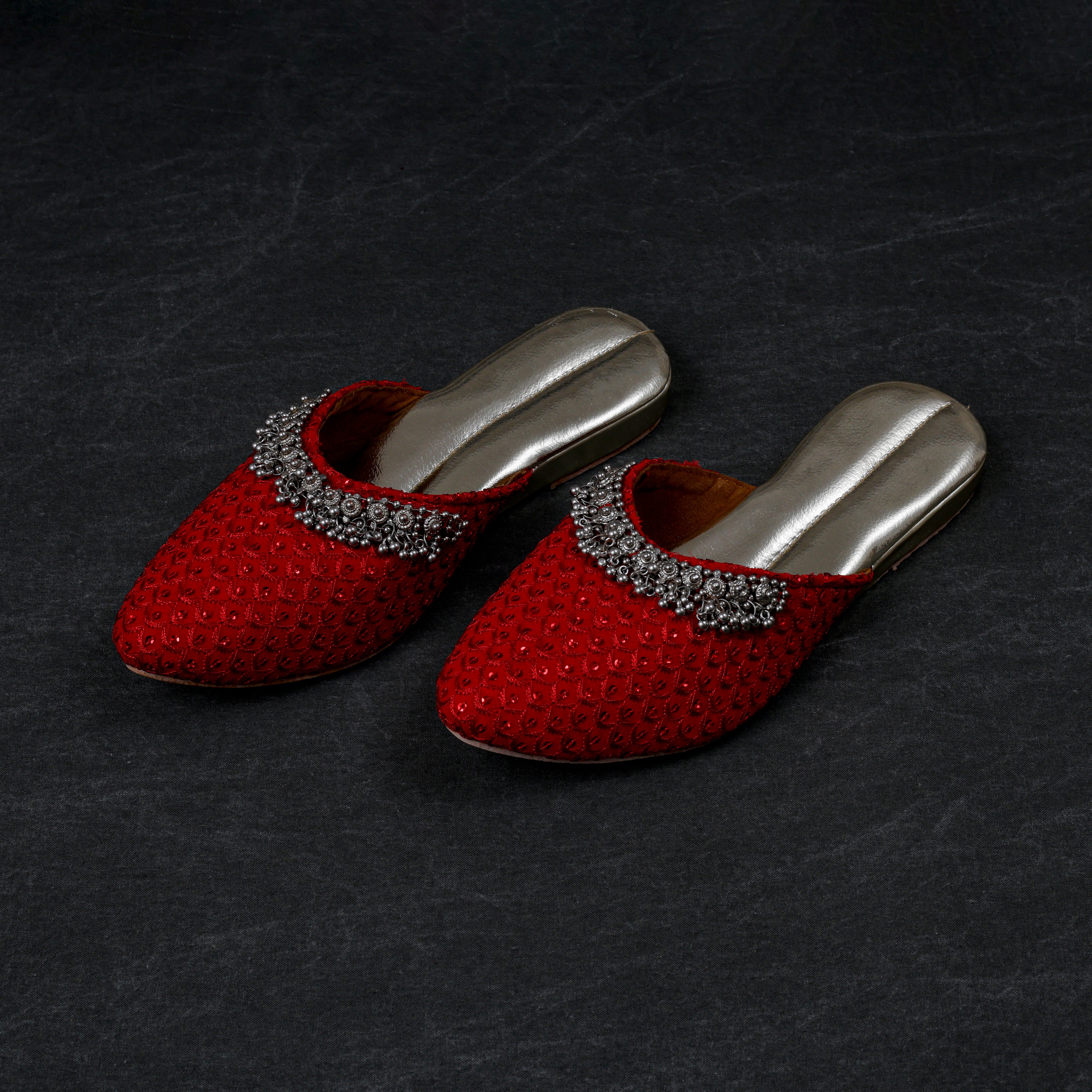 Red Pointed Artisan Mules
