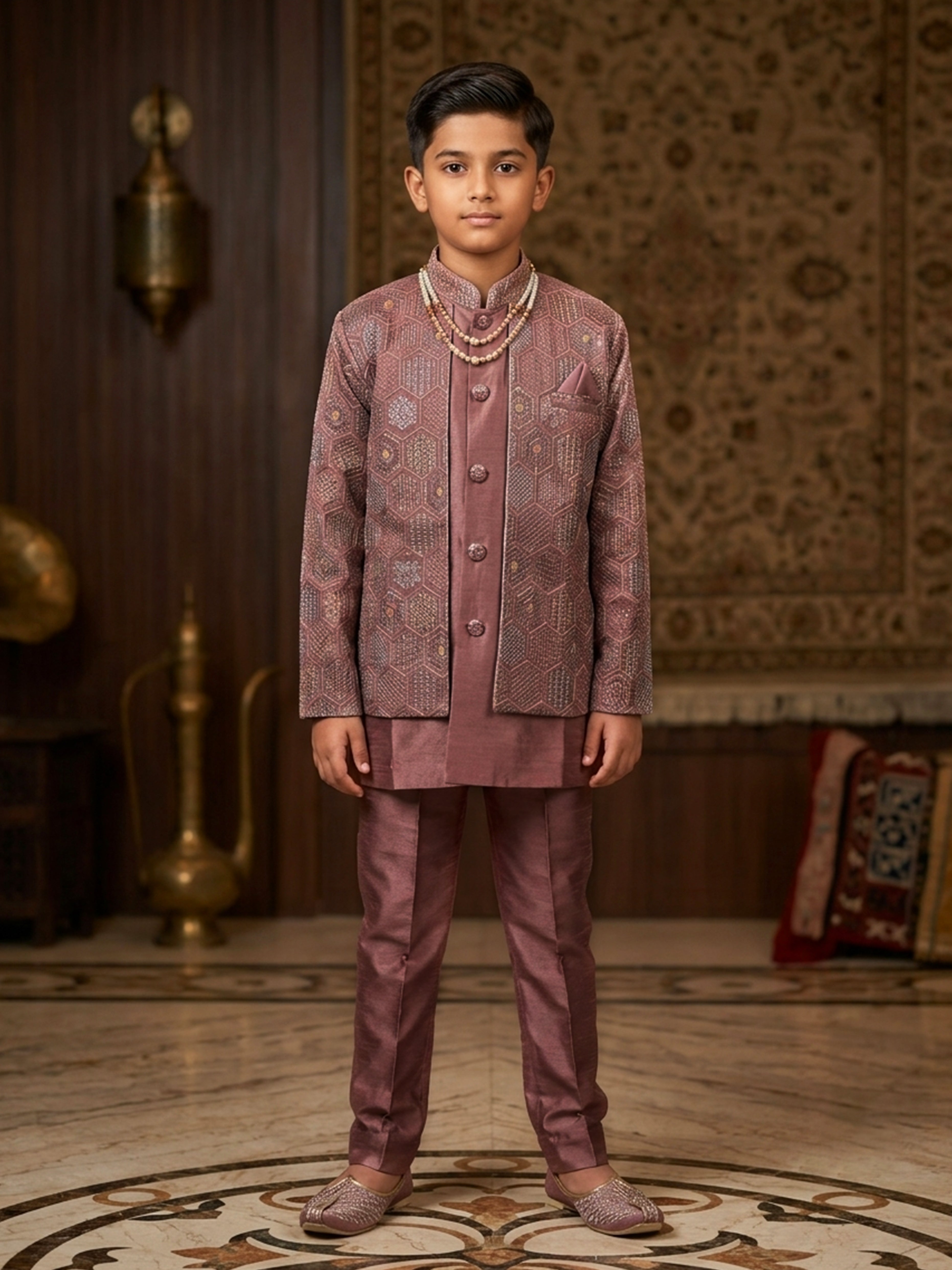 Transform your presence in this exquisite embroidered sherwani