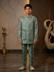Transform your presence in this exquisite embroidered sherwani