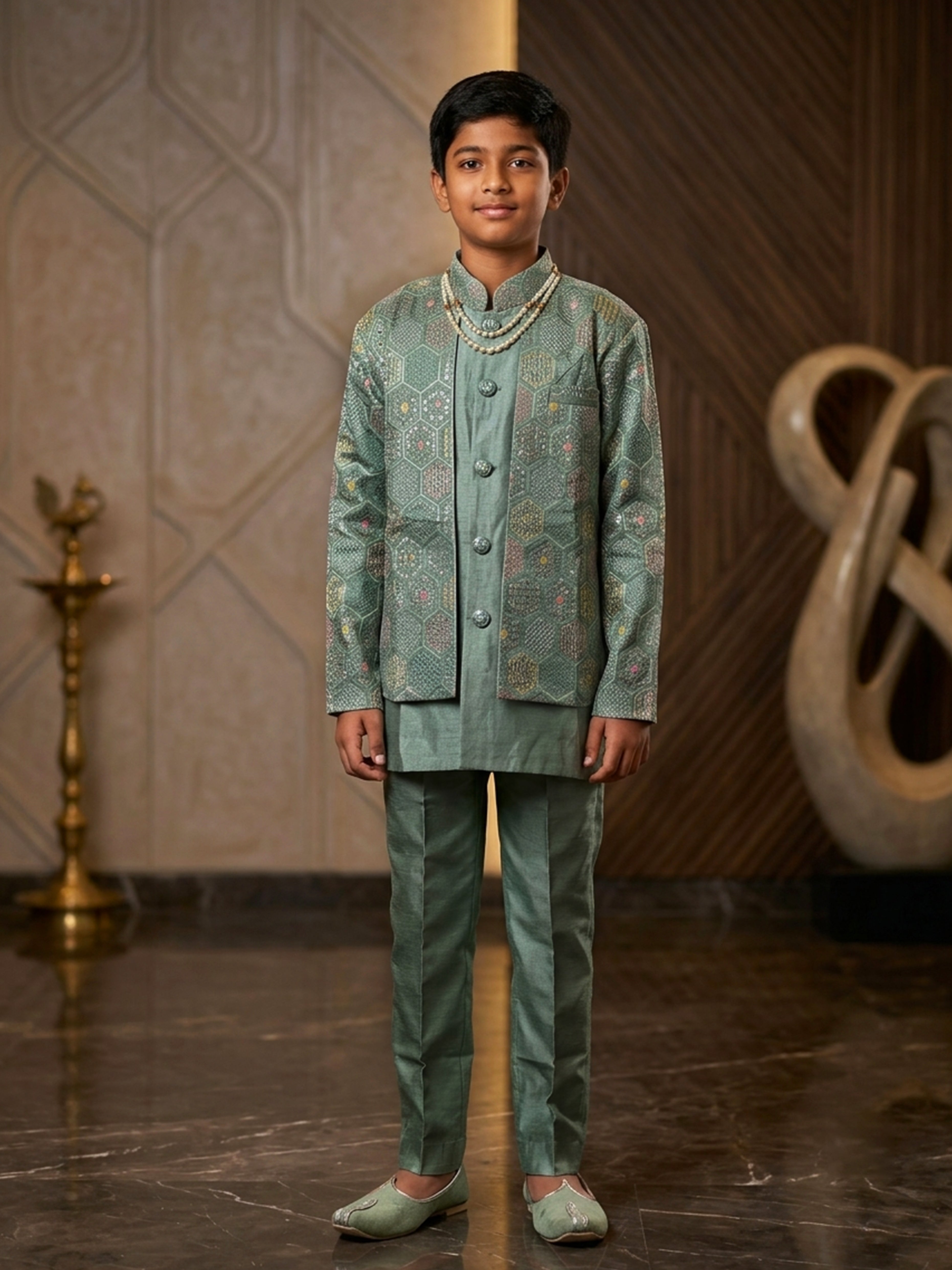 Transform your presence in this exquisite embroidered sherwani