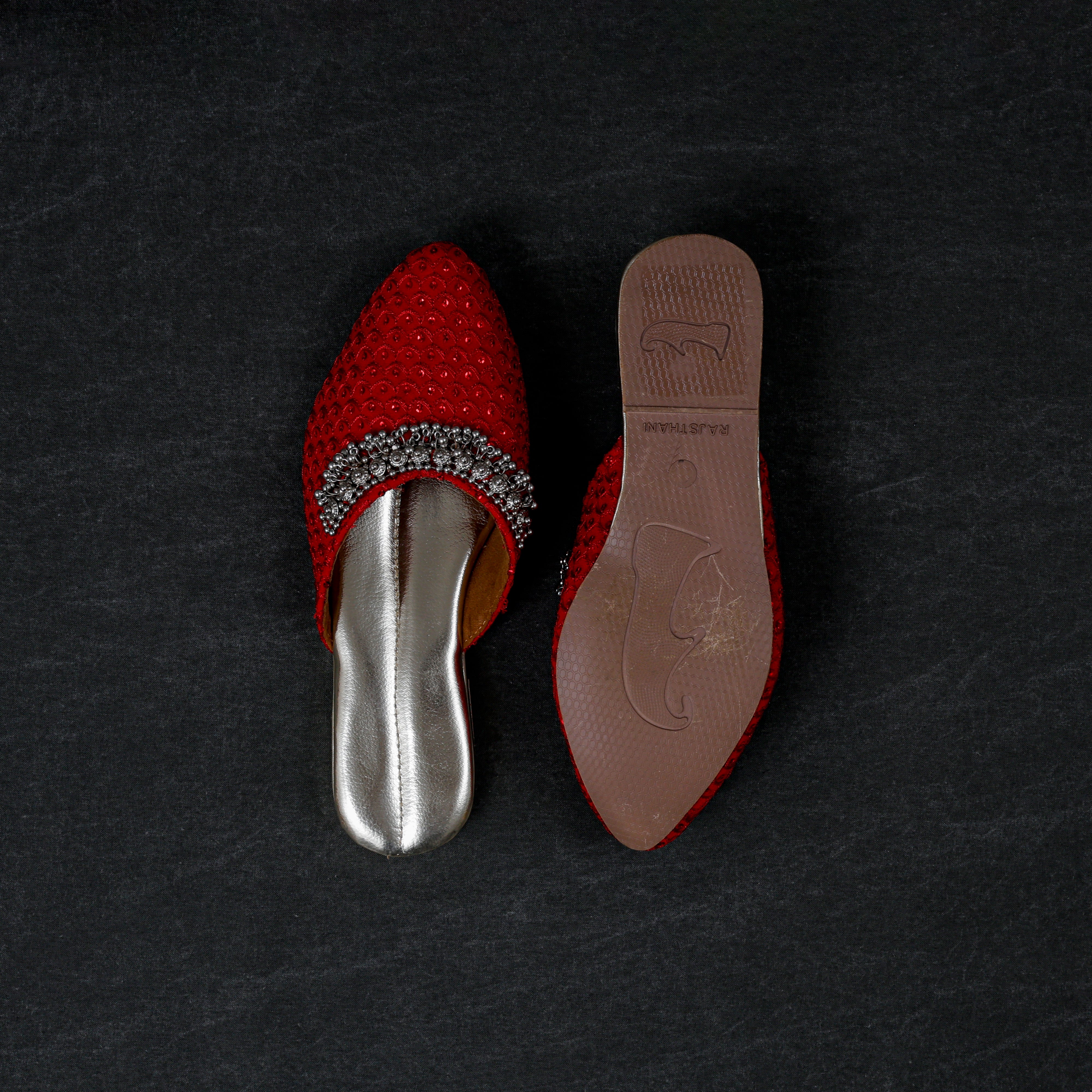 Red Pointed Artisan Mules