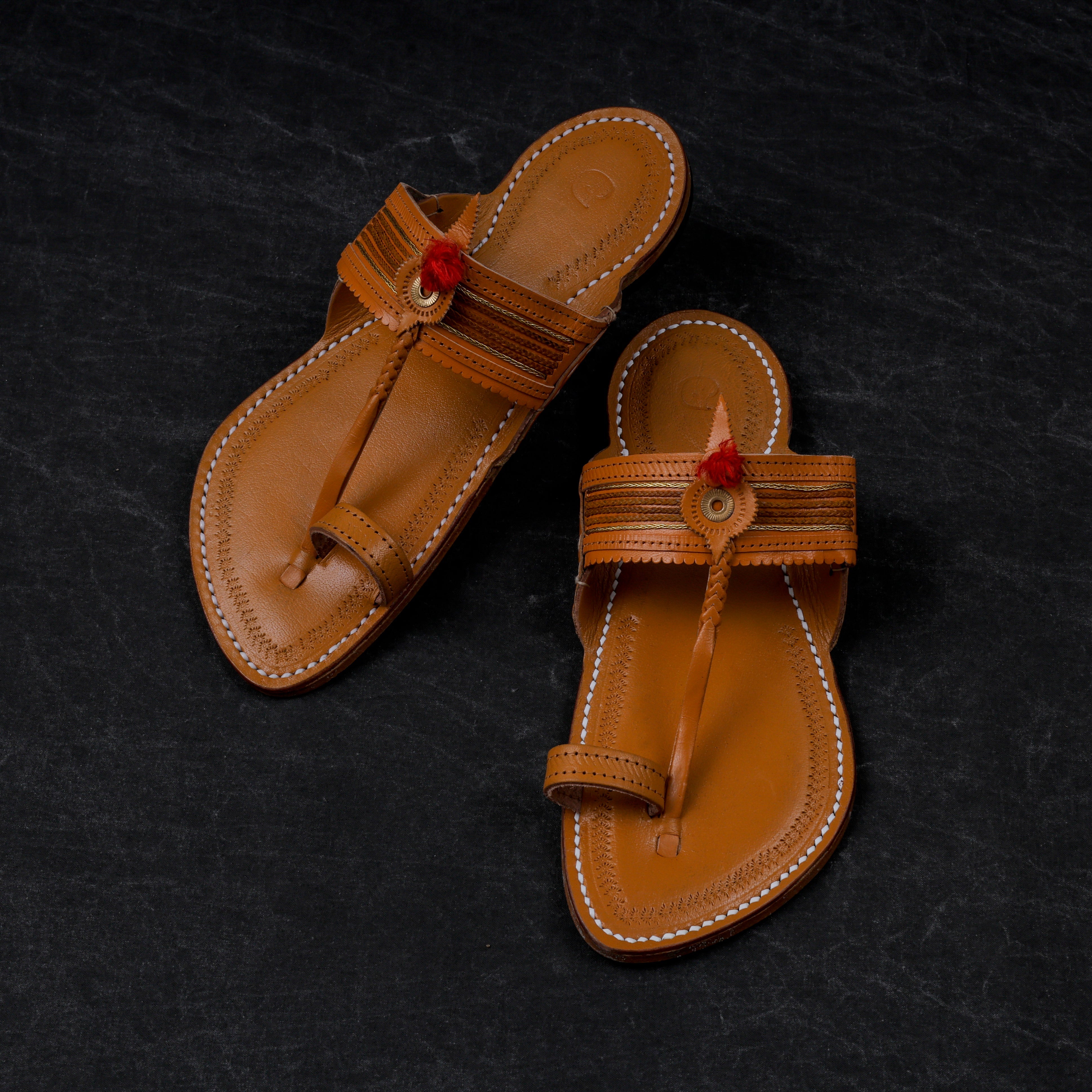 Tan Traditional Leather Kolhapuri Sandals