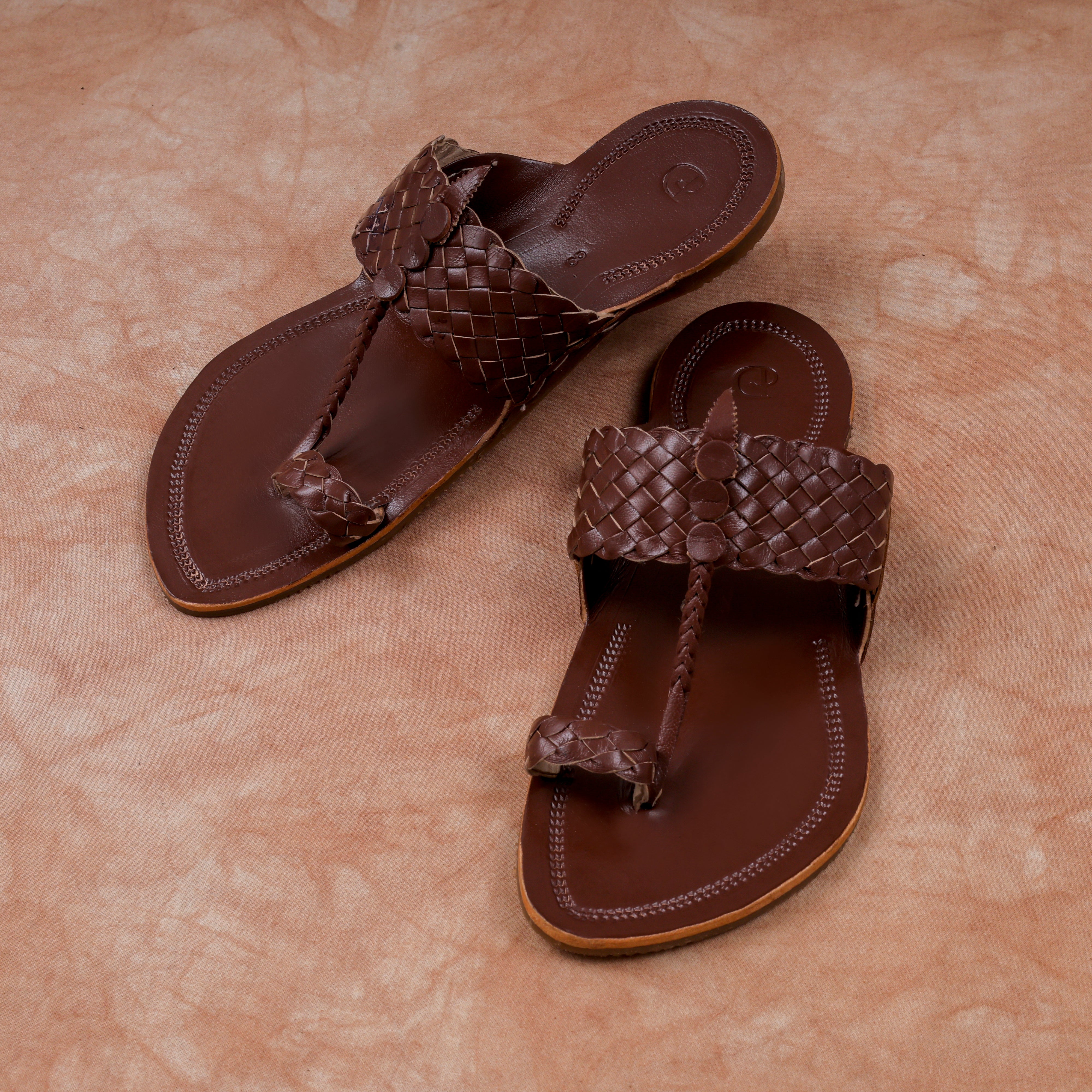 Patent Brown Leather Kolhapuri Sandals