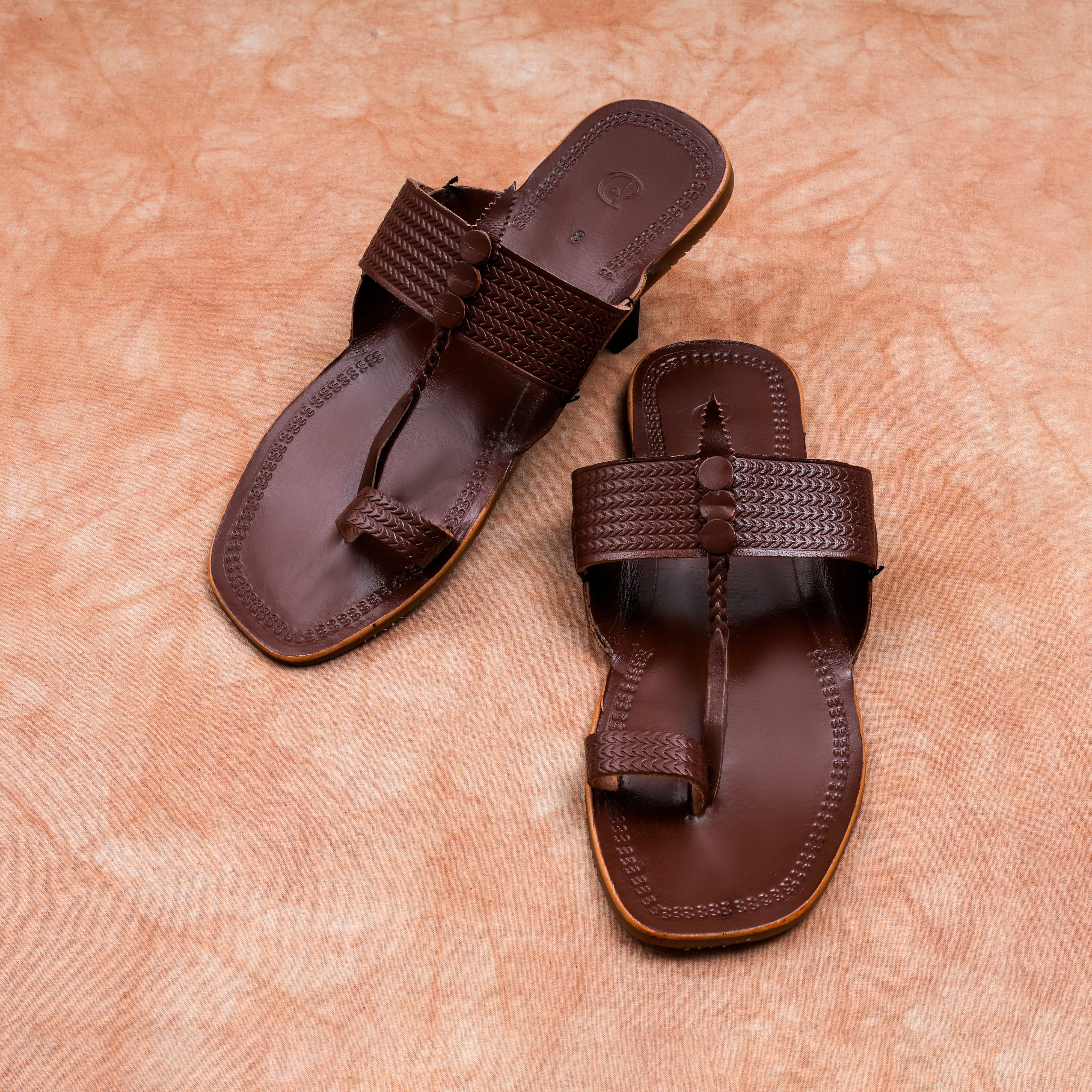 Handcrafted Brown Leather Kolhapuri Sandals