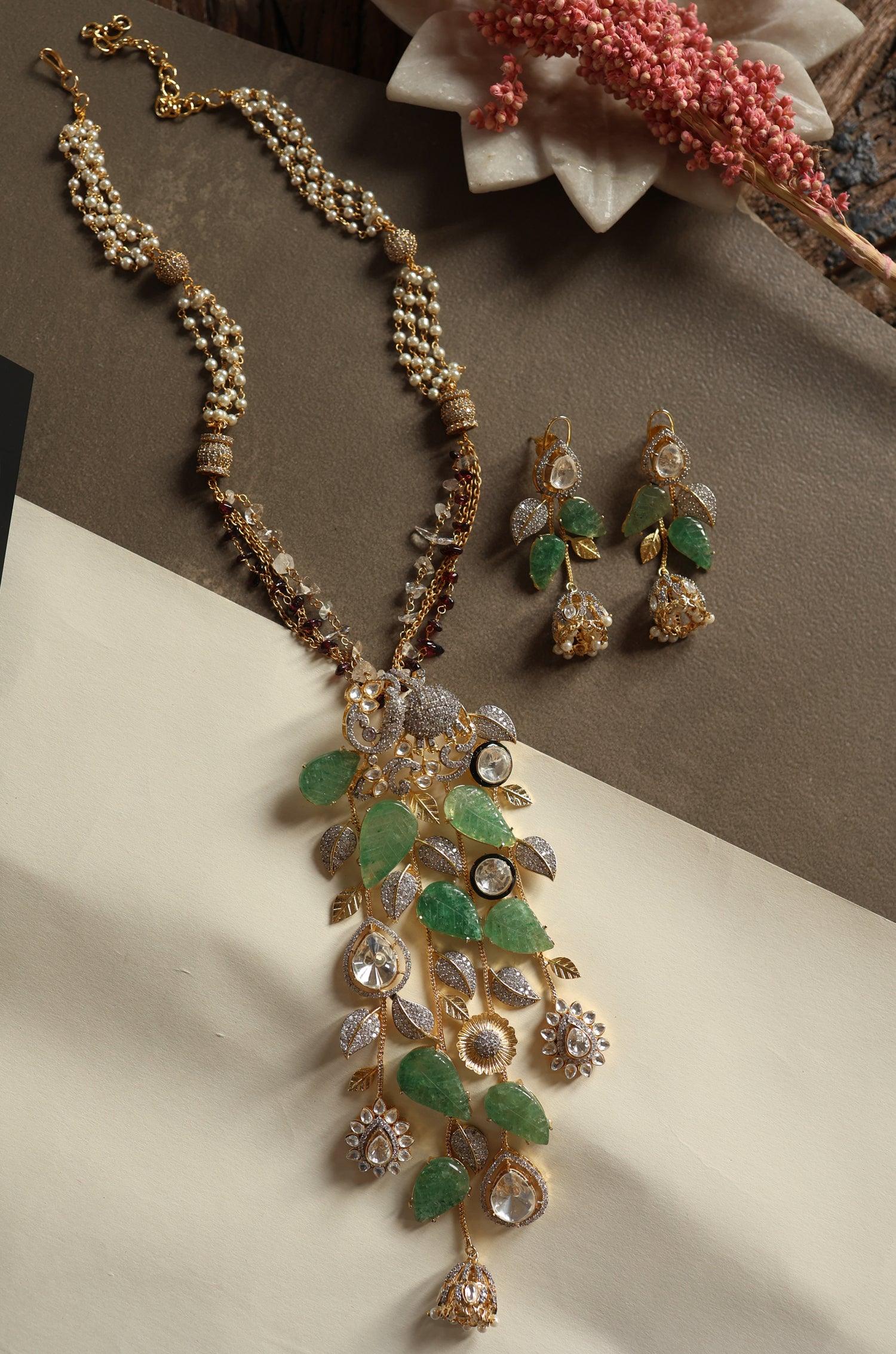 Mint and Pearl Harmony Necklace Set - Dyulokha