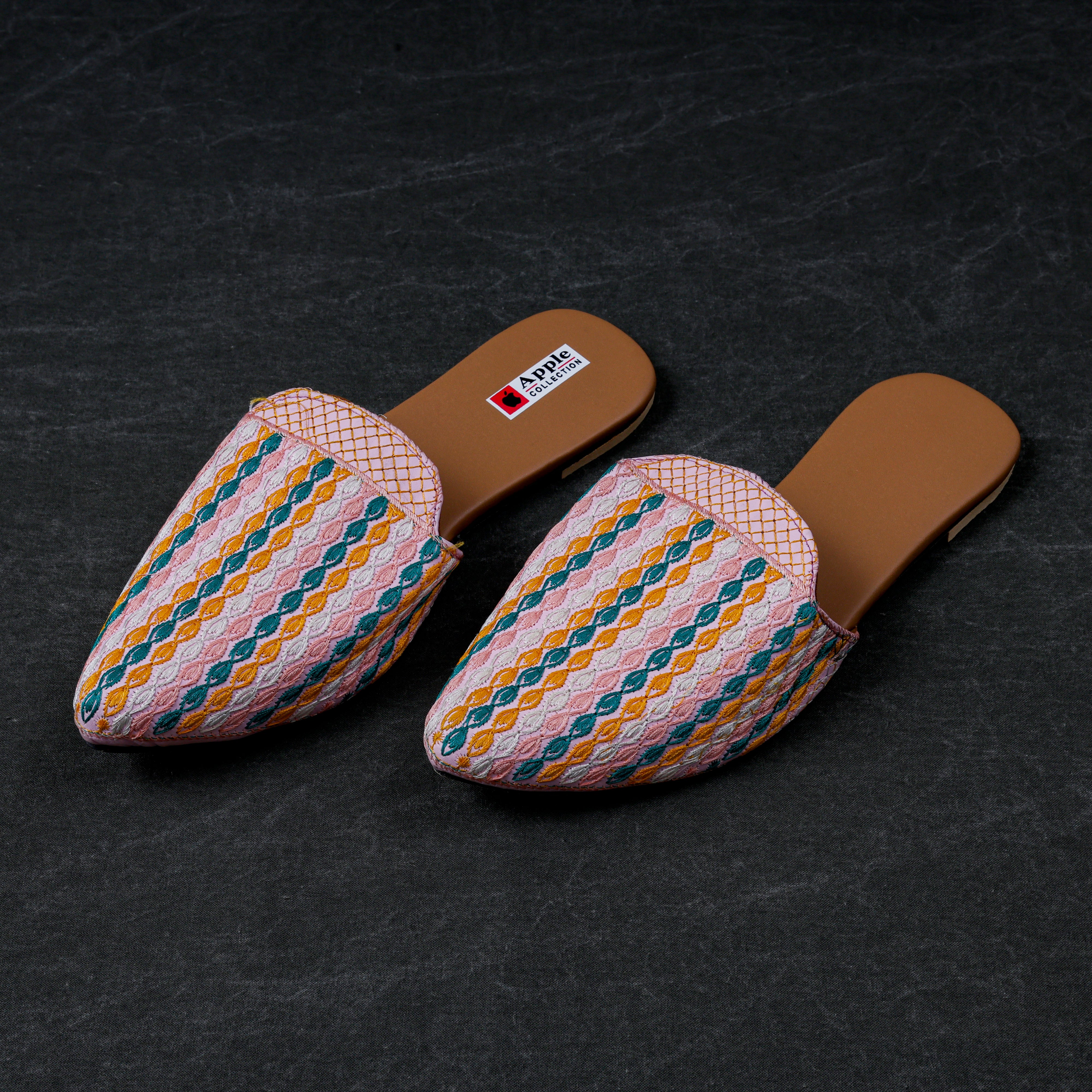 Multicolor Two Tone Ethnic Mules