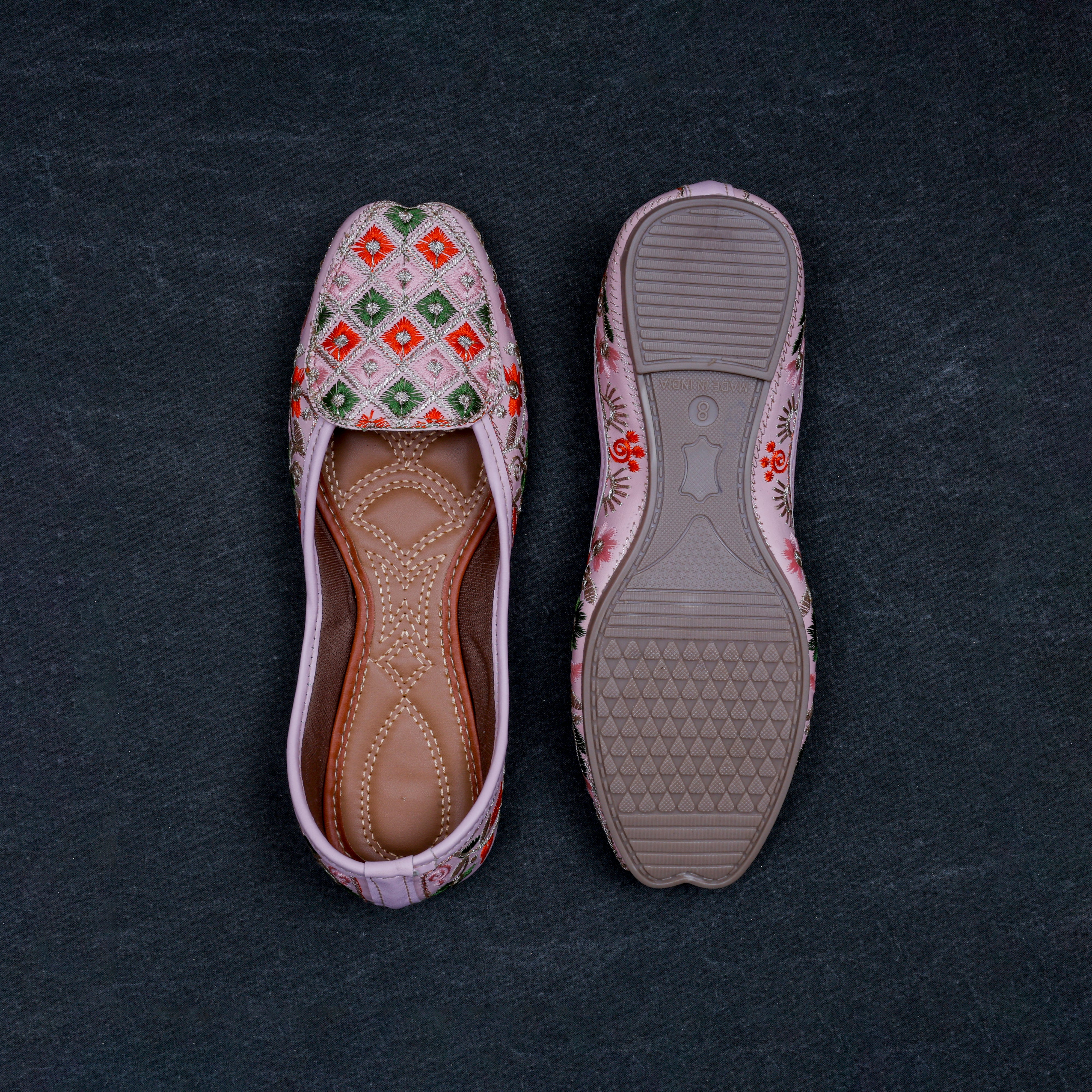 Handcrafted Baby Pink Rexine Loafers