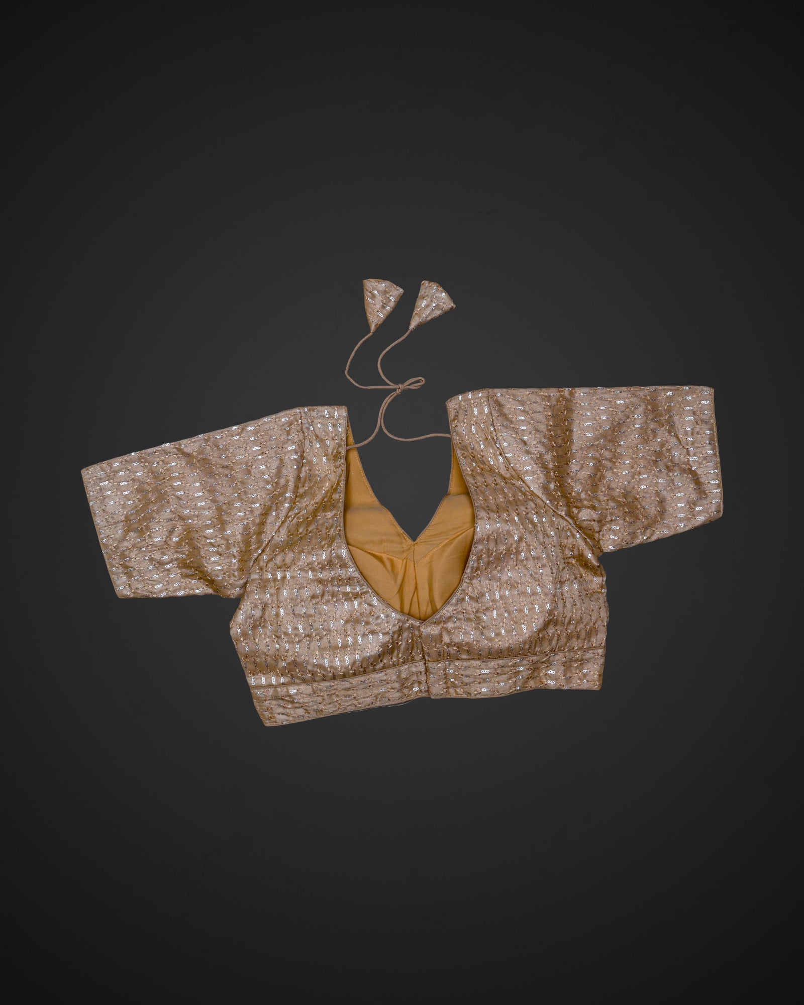 Tissue V Neck Deep Back Readymade Blouse