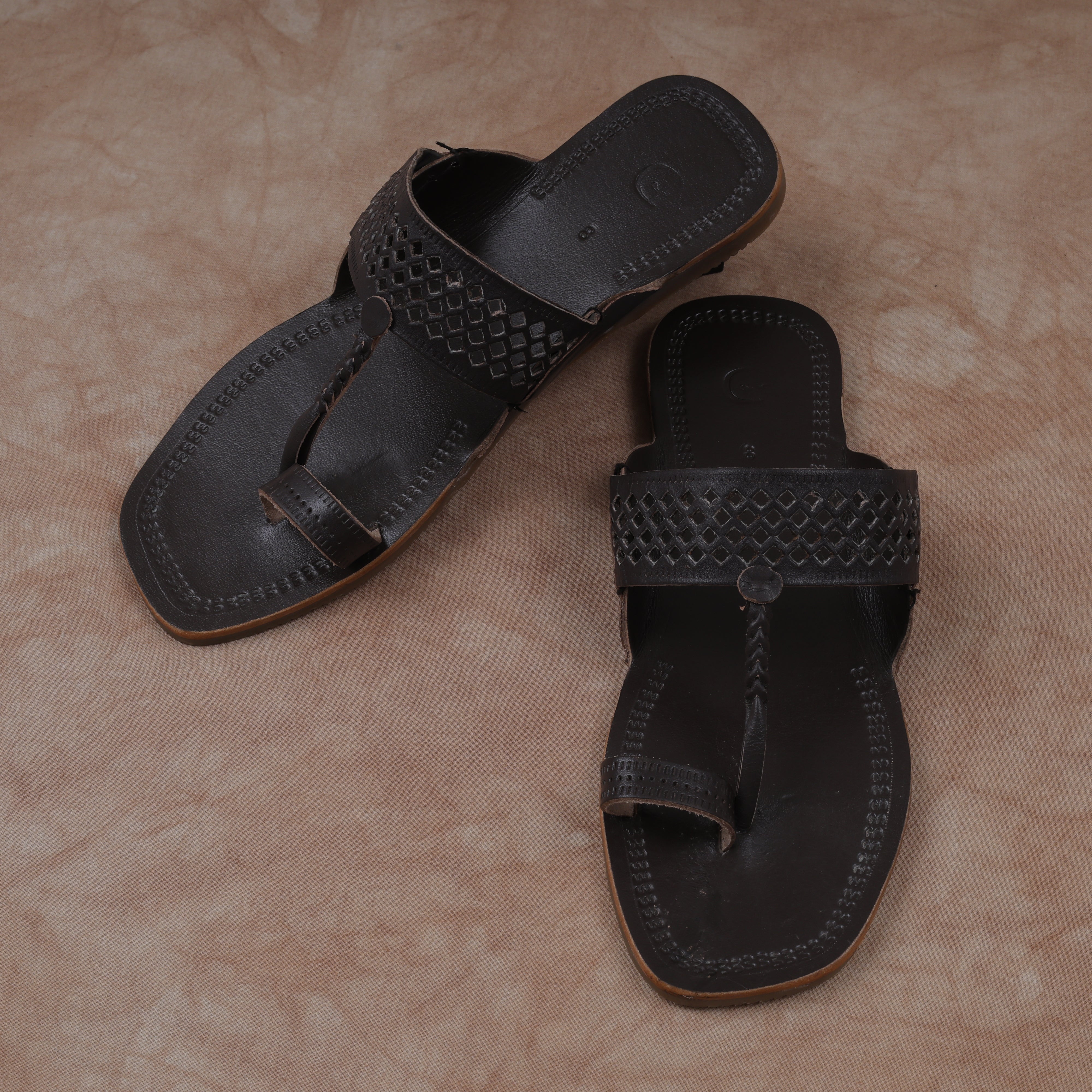 Dark Brown Open Toe Kolhapuri Sandals