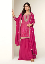Crepe Silk Ensemble with Embroidered Dupatta