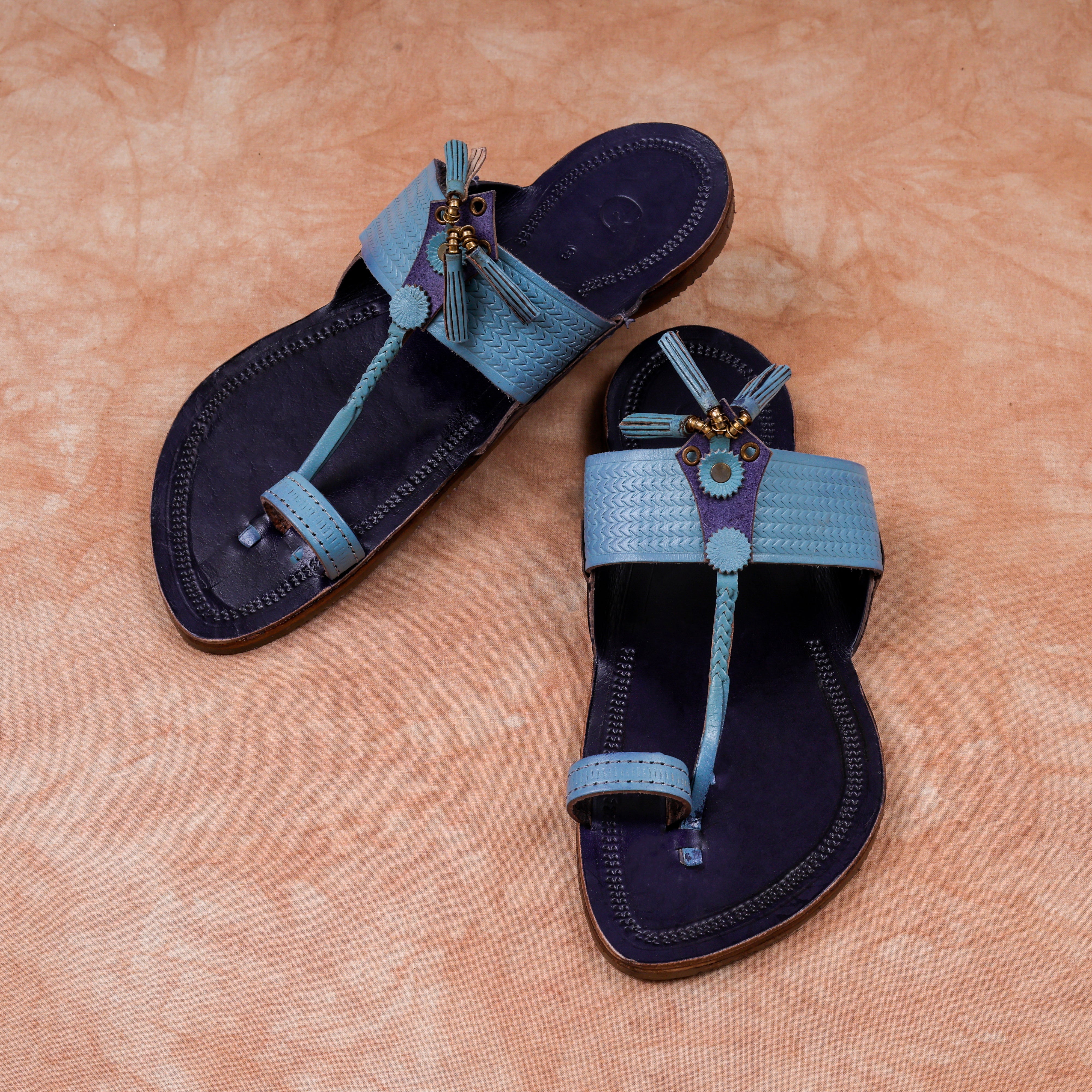 Blue Handcrafted Kolhapuri Sandals