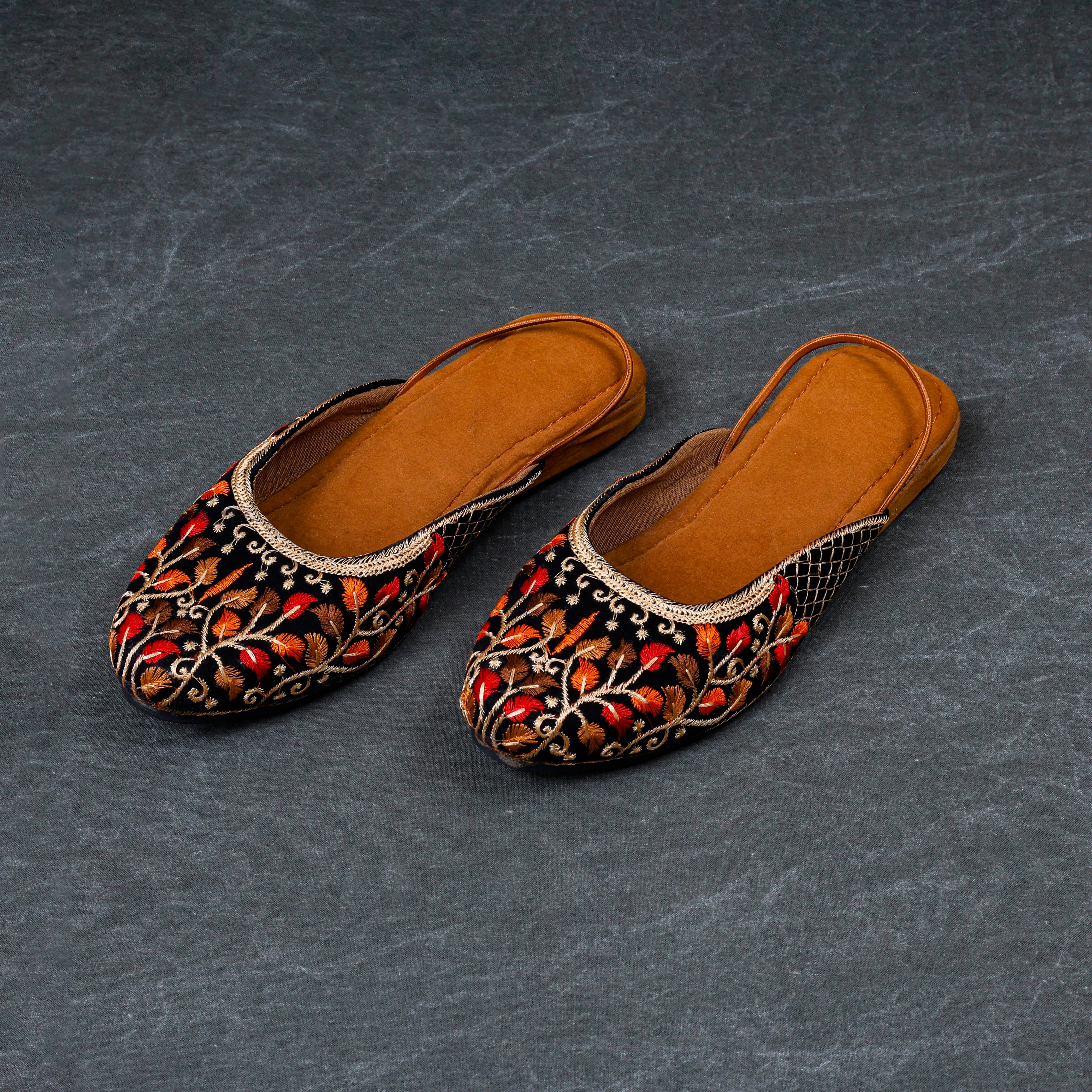 Almond Velvet Multicolor Ethnic Mules