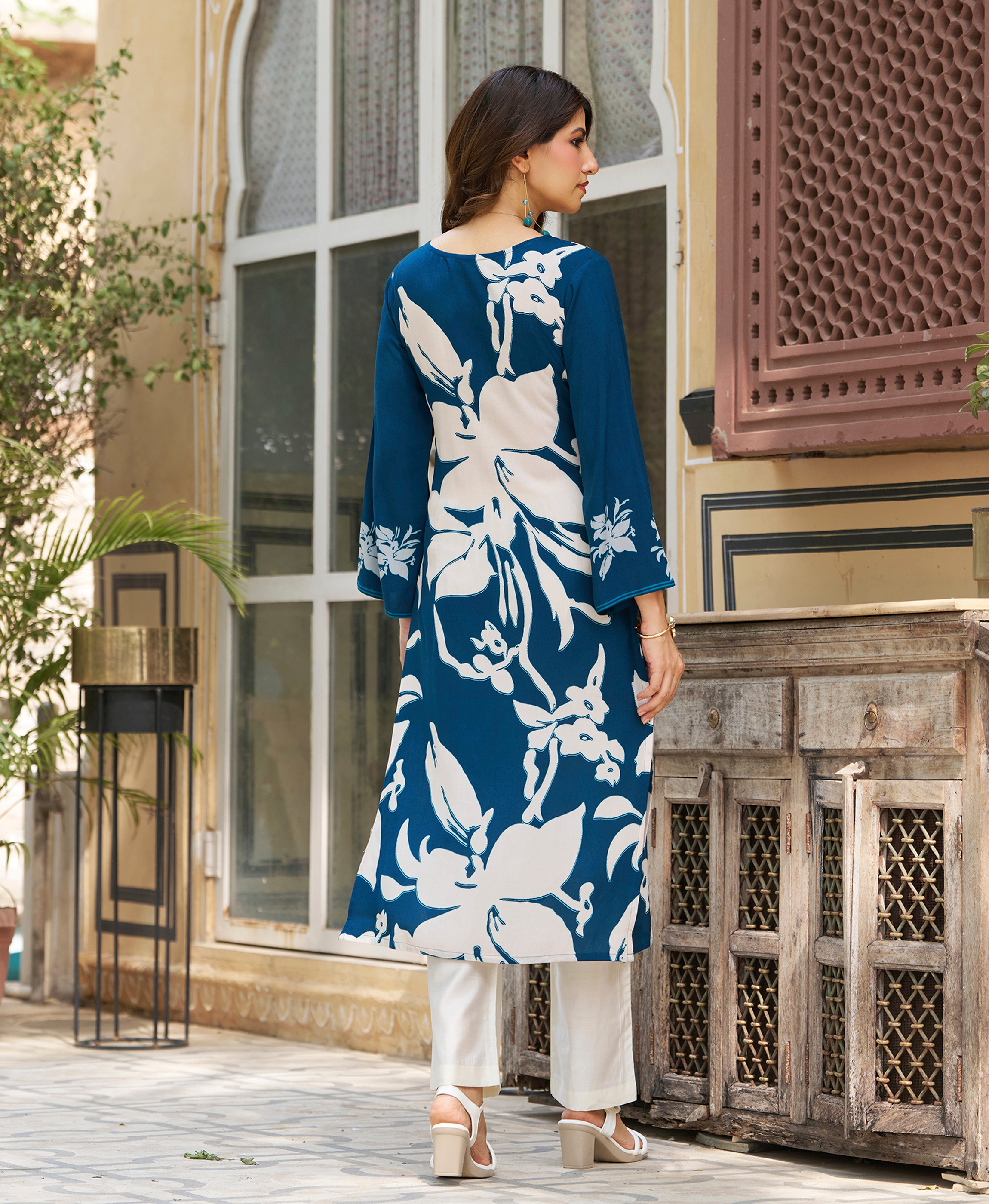 Floral Print Cotton Kurta Set