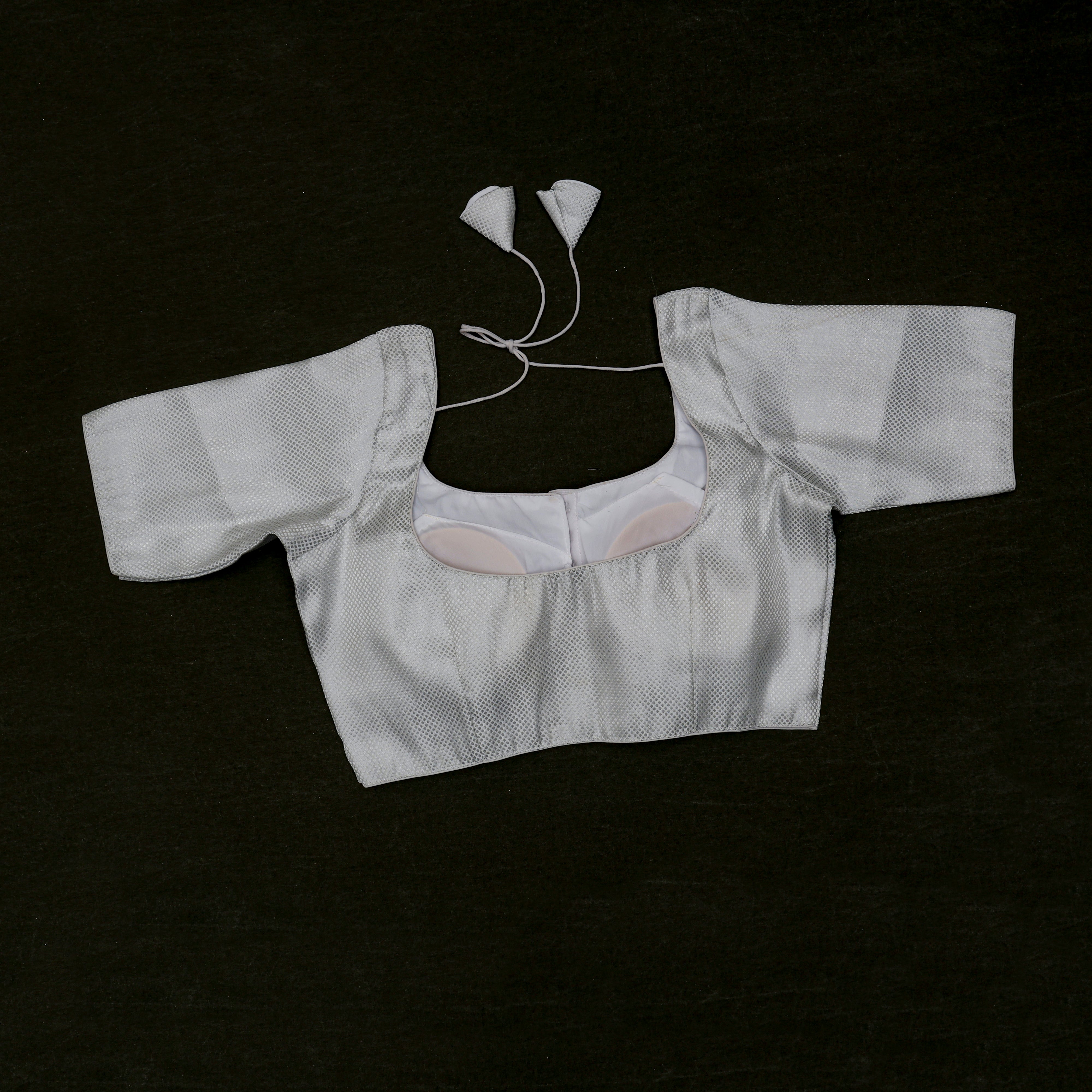 Tissue U Neck Fitted Sleeve Readymade Blouse