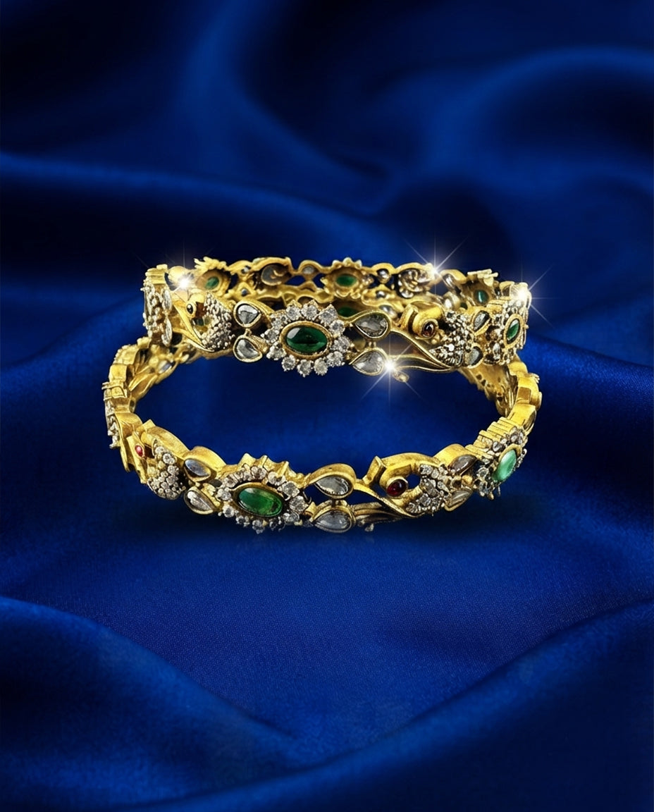 Swan Motif and White Flower Bangles
